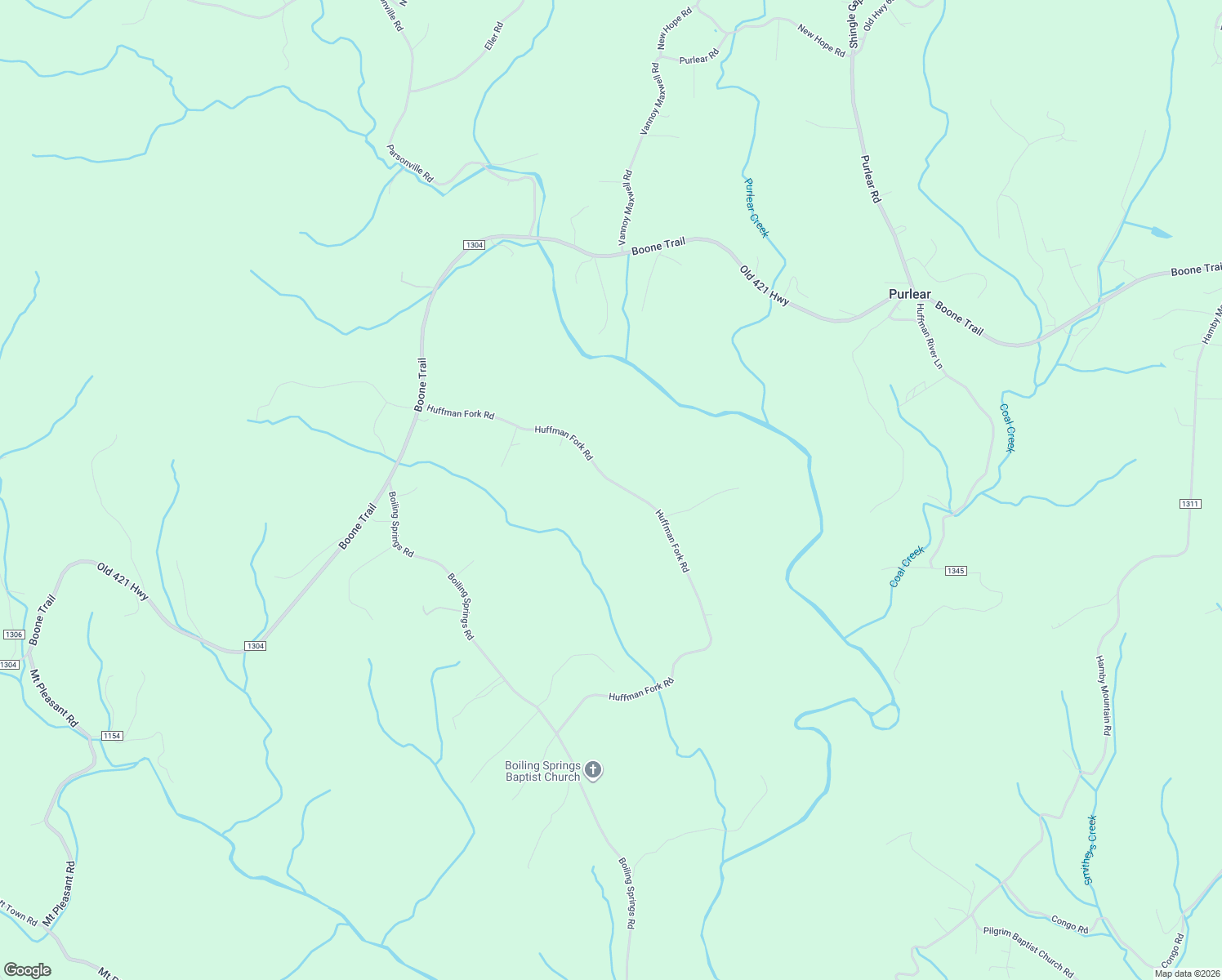 map of restaurants, bars, coffee shops, grocery stores, and more near 1246 Huffman Fork Road in Purlear