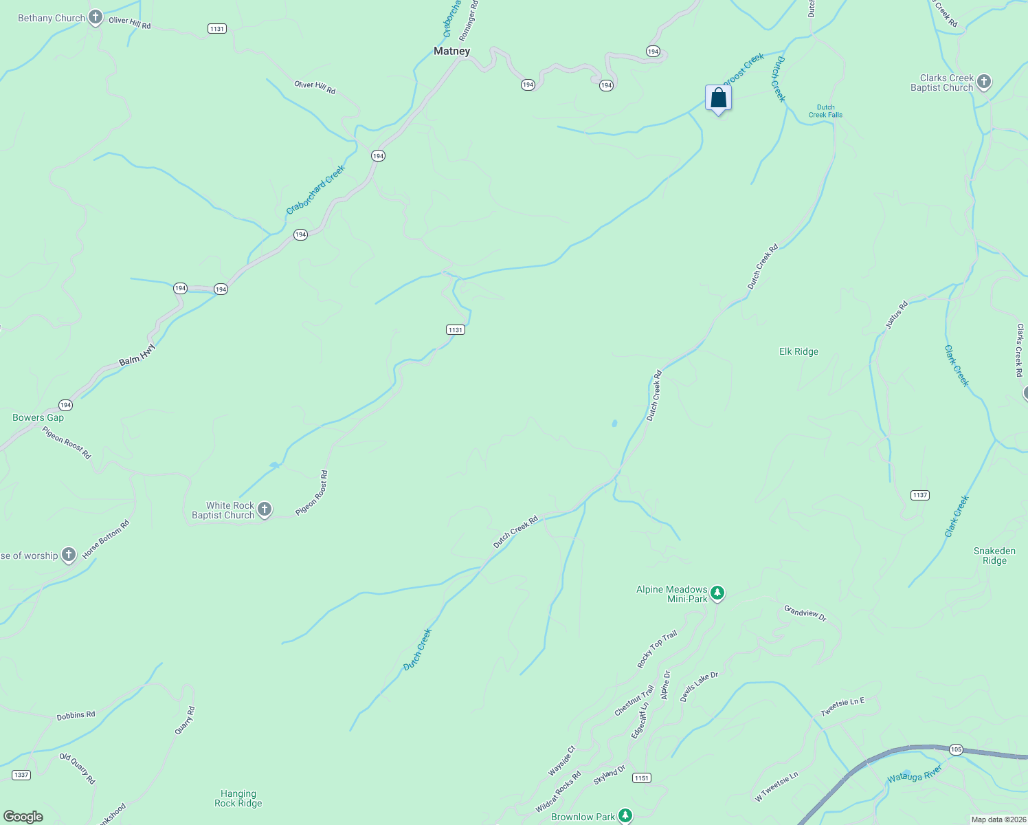 map of restaurants, bars, coffee shops, grocery stores, and more near 512 Little Creekside Road in Todd