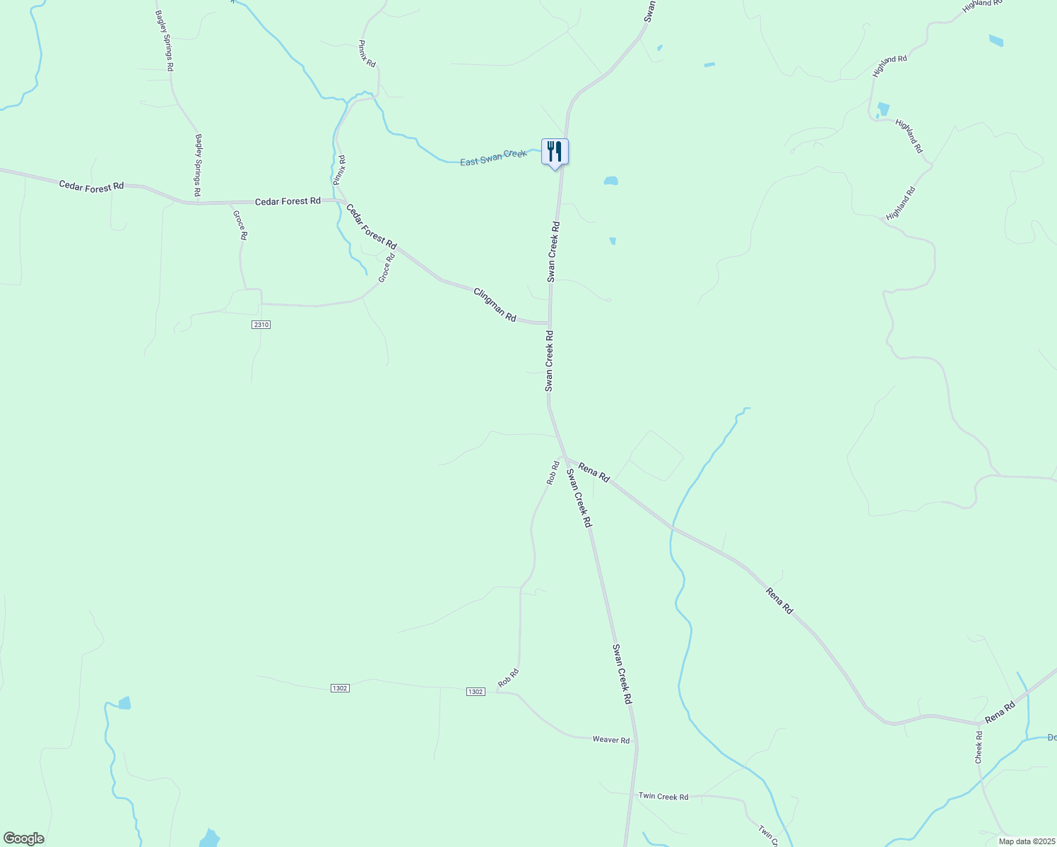 map of restaurants, bars, coffee shops, grocery stores, and more near 2229 Swan Creek Road in Jonesville