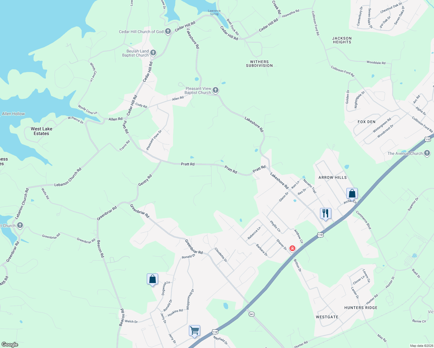 map of restaurants, bars, coffee shops, grocery stores, and more near 1413 Guinn Road in Talbott