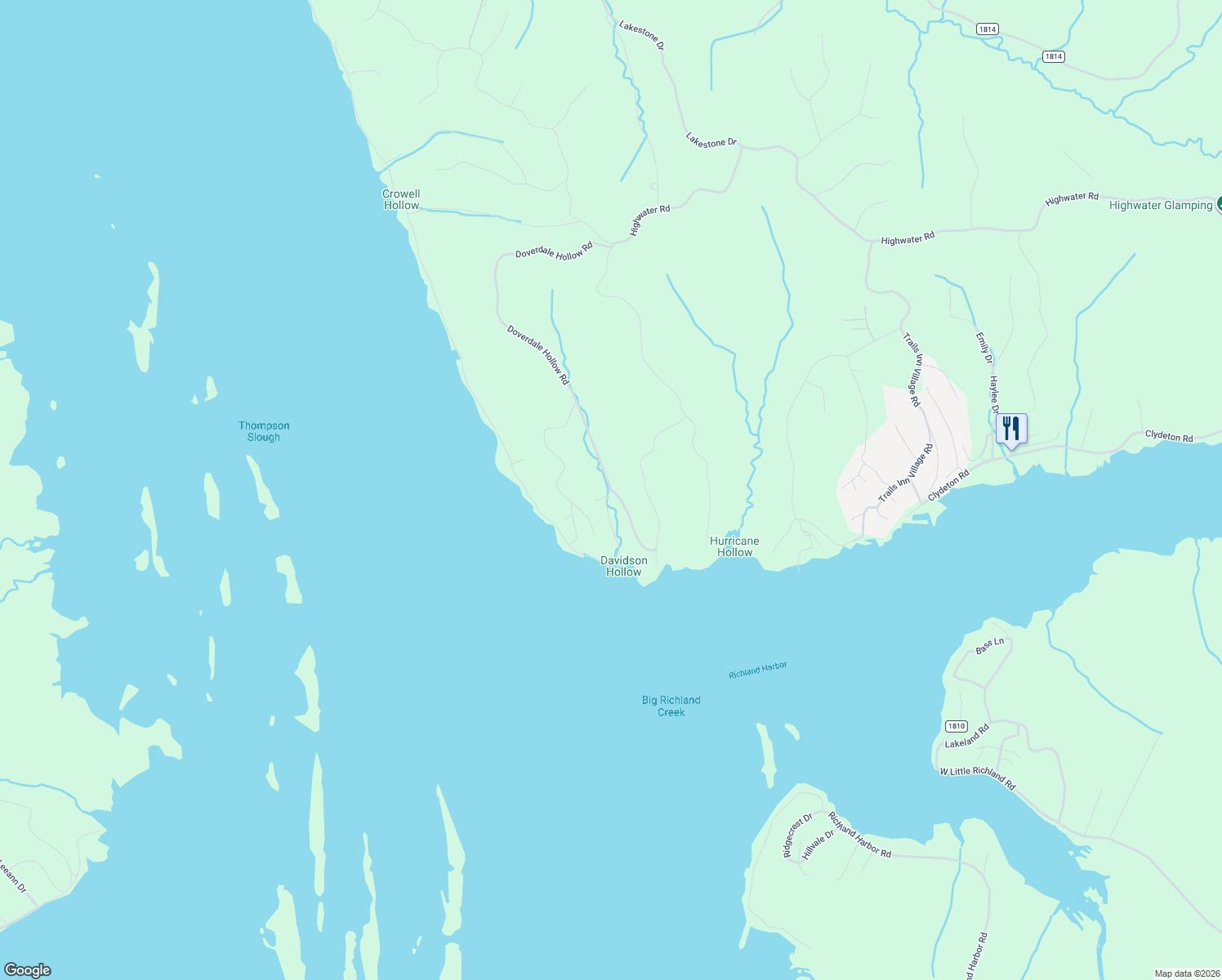 map of restaurants, bars, coffee shops, grocery stores, and more near 1400 Lakefront Drive in Waverly