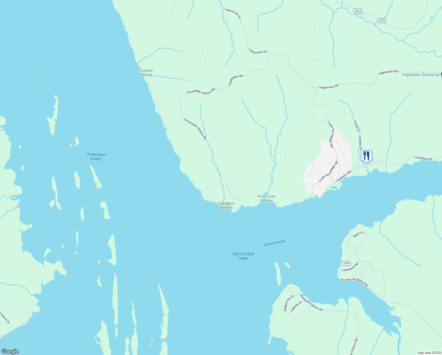 map of restaurants, bars, coffee shops, grocery stores, and more near 1400 Lakefront Drive in Waverly