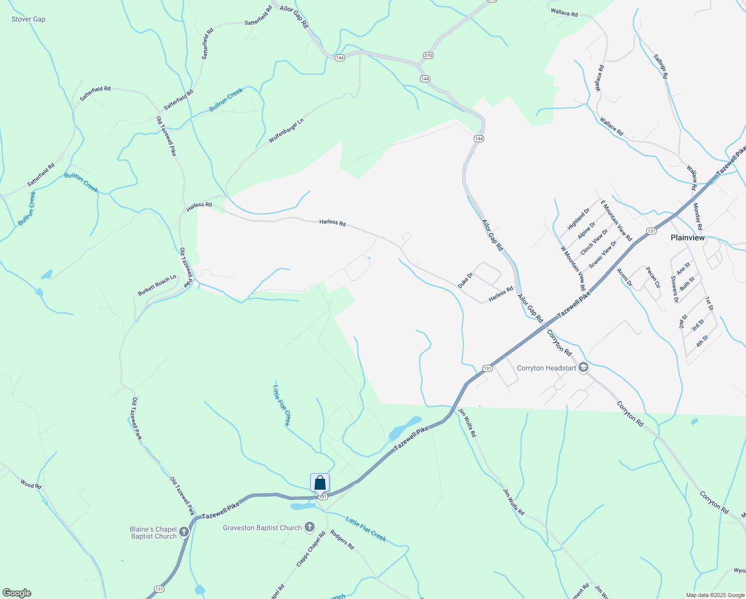 map of restaurants, bars, coffee shops, grocery stores, and more near 196 Waverly Circle in Corryton