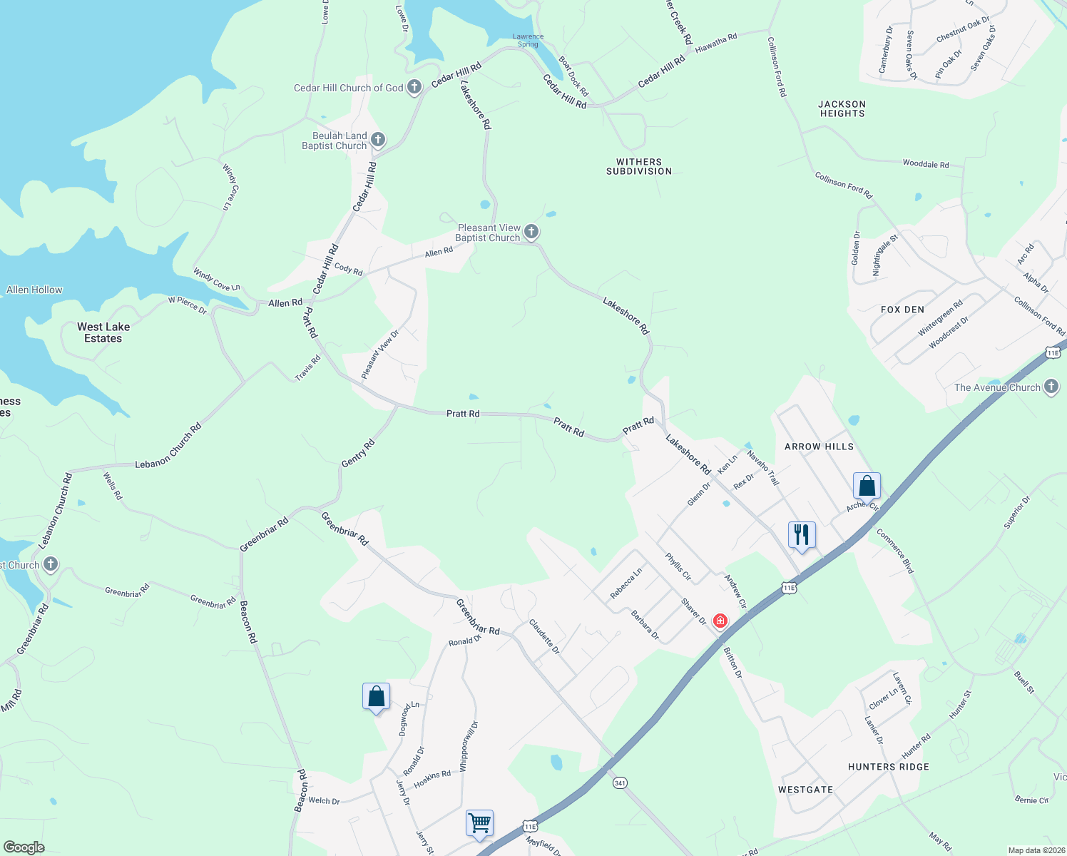 map of restaurants, bars, coffee shops, grocery stores, and more near 1413 Guinn Road in Talbott