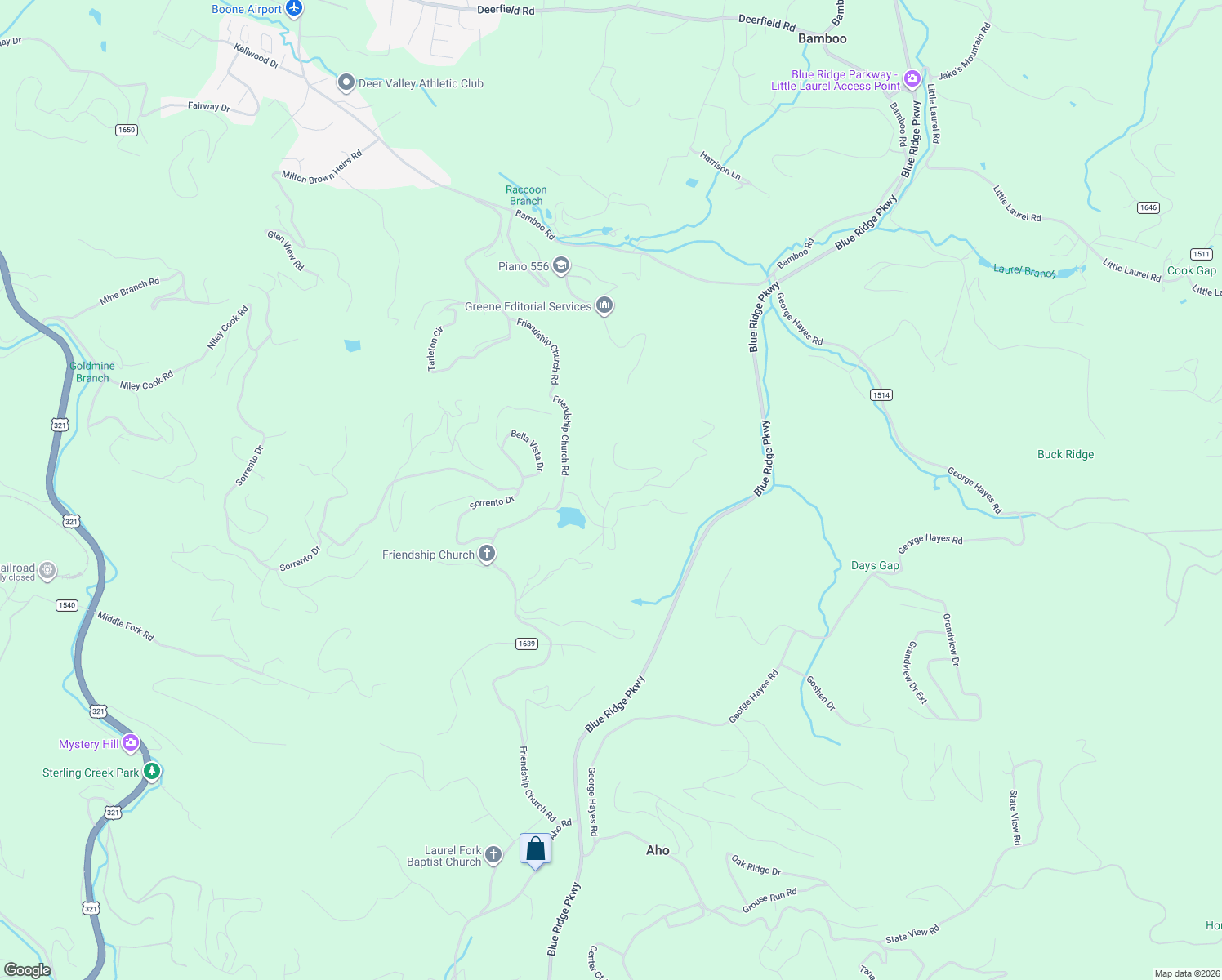 map of restaurants, bars, coffee shops, grocery stores, and more near 151 Heritage Ridge Road in Boone