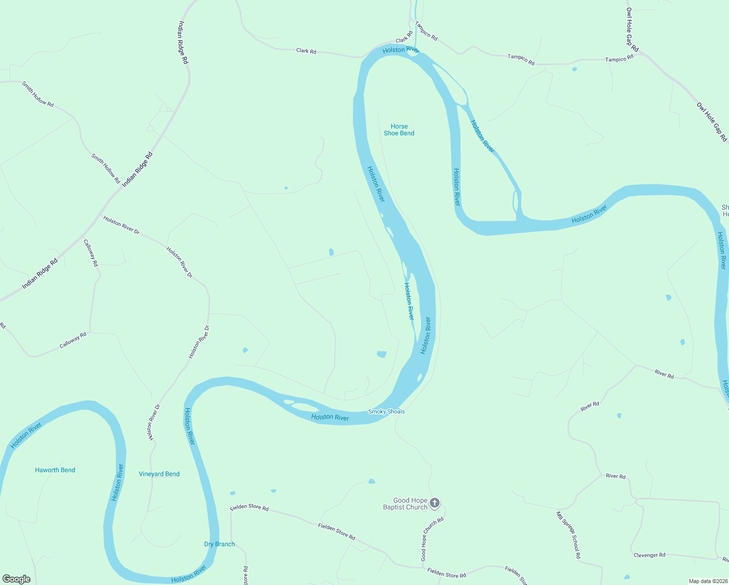 map of restaurants, bars, coffee shops, grocery stores, and more near 2044 Holston Shores Drive in Rutledge