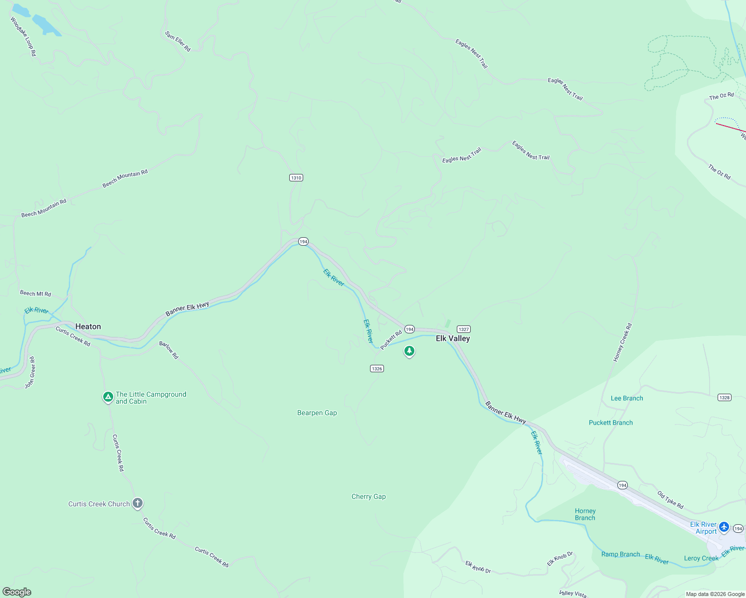 map of restaurants, bars, coffee shops, grocery stores, and more near 51 Eagles Nest Lane in Banner Elk