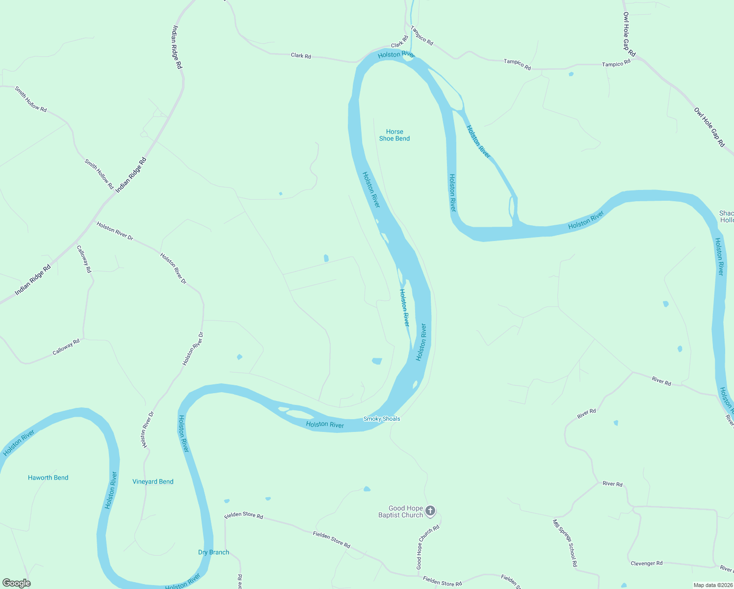 map of restaurants, bars, coffee shops, grocery stores, and more near 2436 Holston Shores Drive in Rutledge