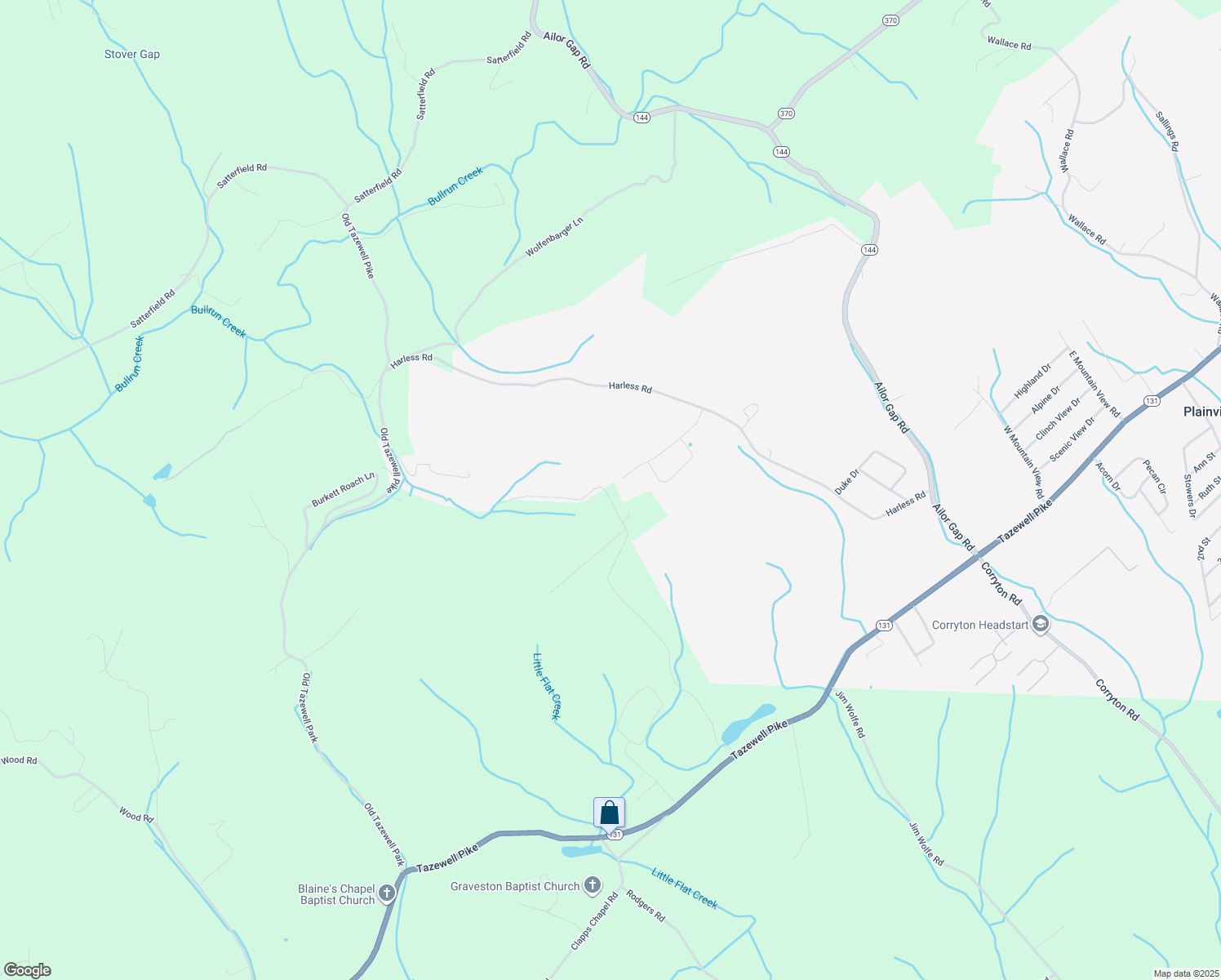 map of restaurants, bars, coffee shops, grocery stores, and more near 8722 Scott Road in Corryton