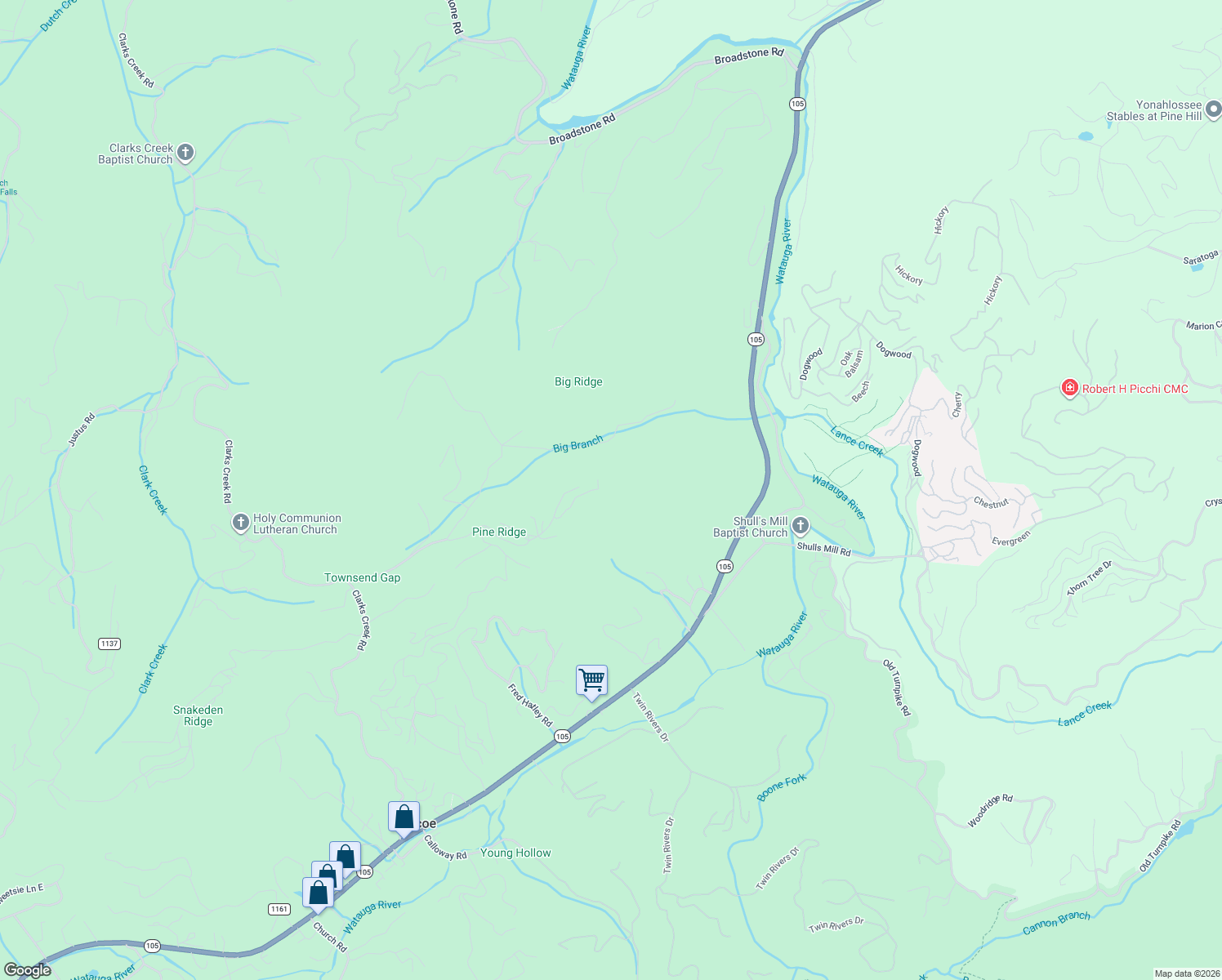 map of restaurants, bars, coffee shops, grocery stores, and more near 261 Pleasant Valley Rd in Banner Elk