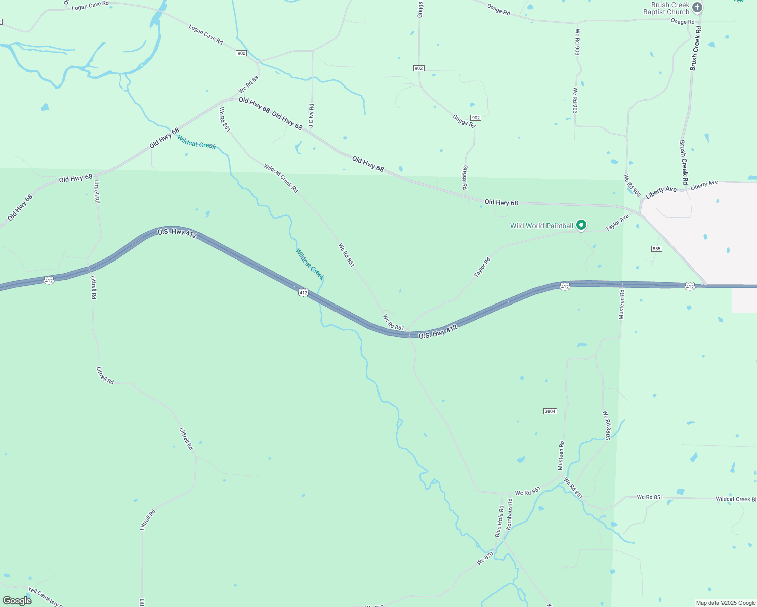 map of restaurants, bars, coffee shops, grocery stores, and more near 15010 Wildcat Creek Road in Springdale