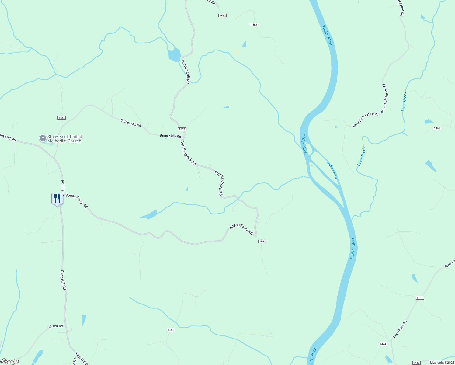 map of restaurants, bars, coffee shops, grocery stores, and more near 6052 Aquilla Creek Road in East Bend
