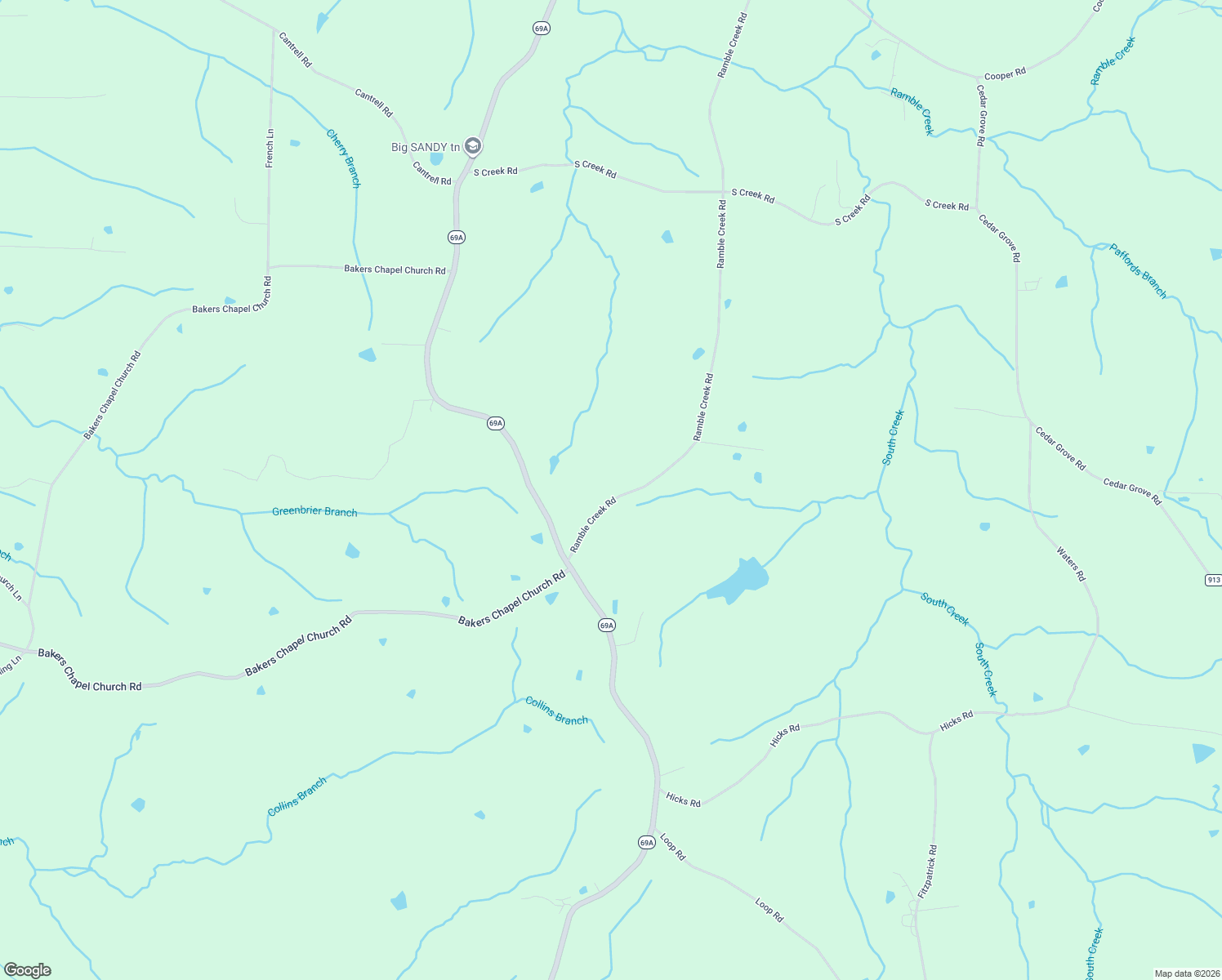 map of restaurants, bars, coffee shops, grocery stores, and more near 205 Ramble Creek Rd in Big Sandy