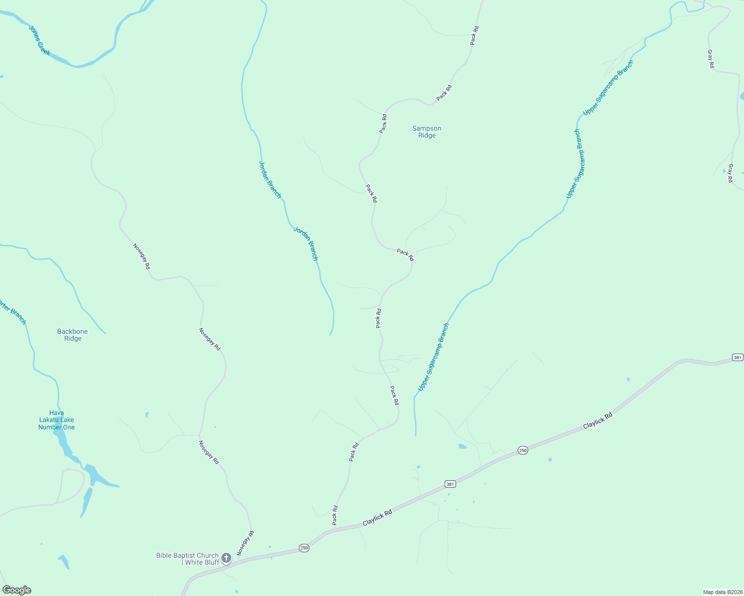 map of restaurants, bars, coffee shops, grocery stores, and more near 1061 Pack Road in White Bluff