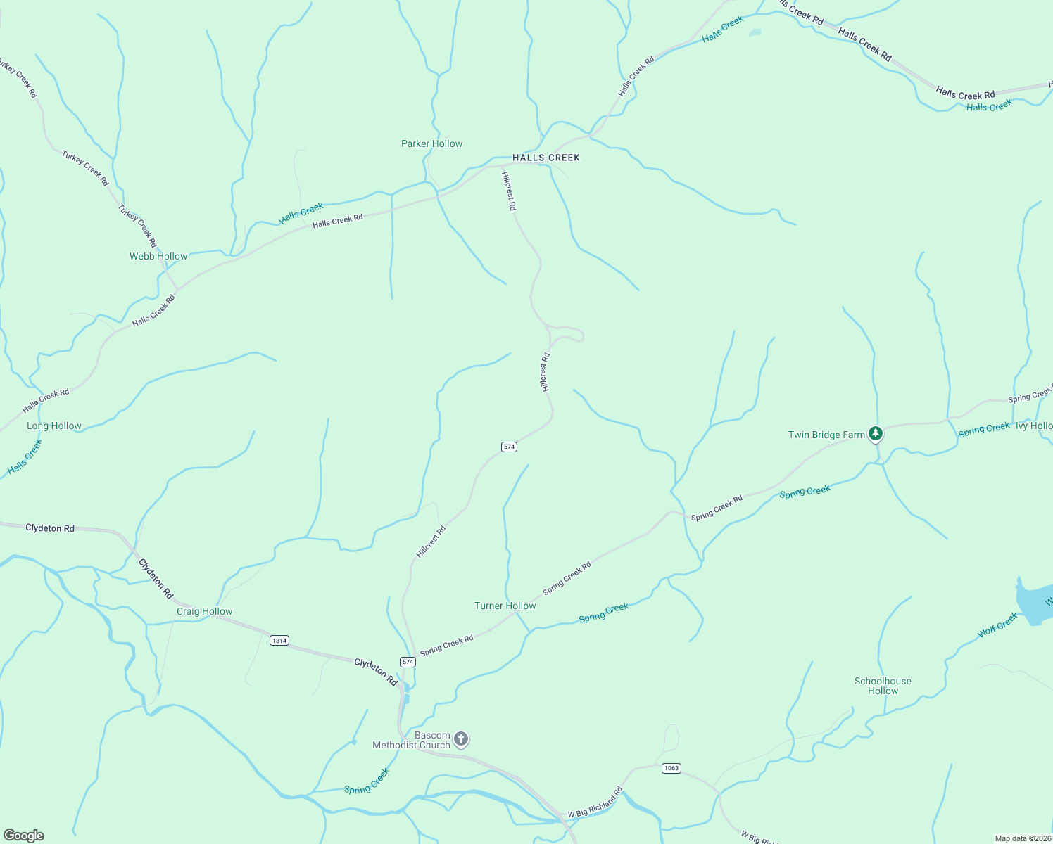 map of restaurants, bars, coffee shops, grocery stores, and more near 1079 Hillcrest Rd in Waverly