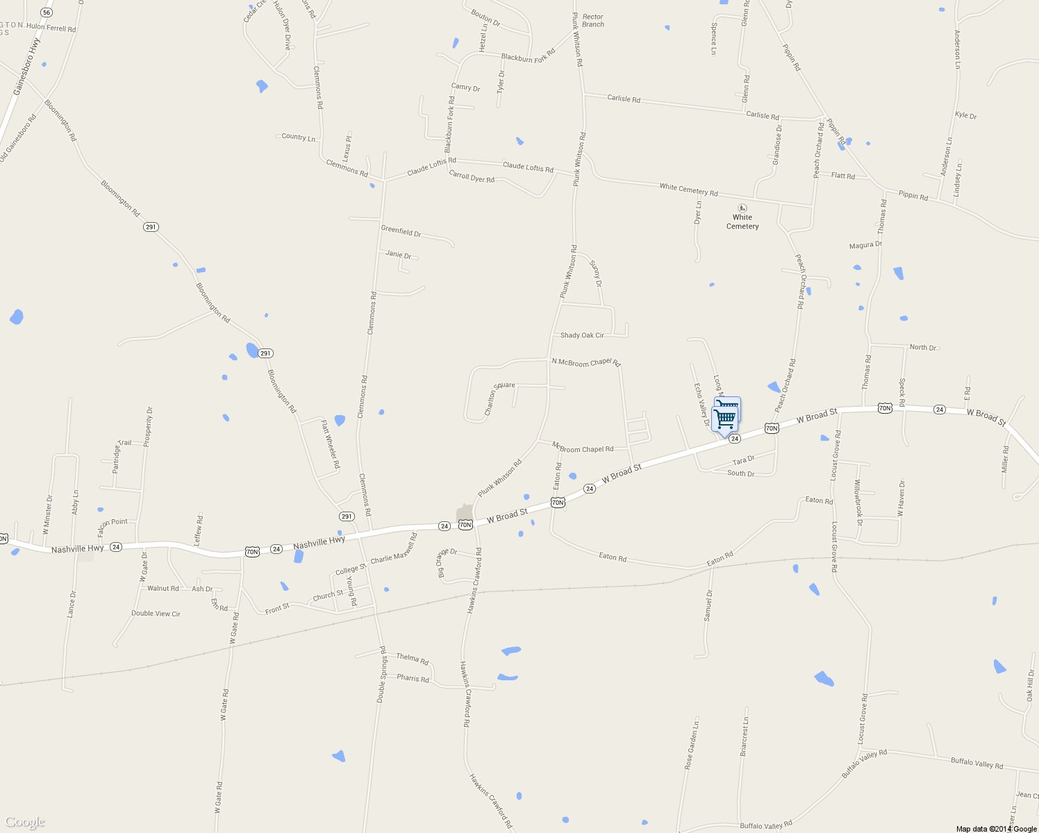 map of restaurants, bars, coffee shops, grocery stores, and more near 620 Savannah Trce in Cookeville