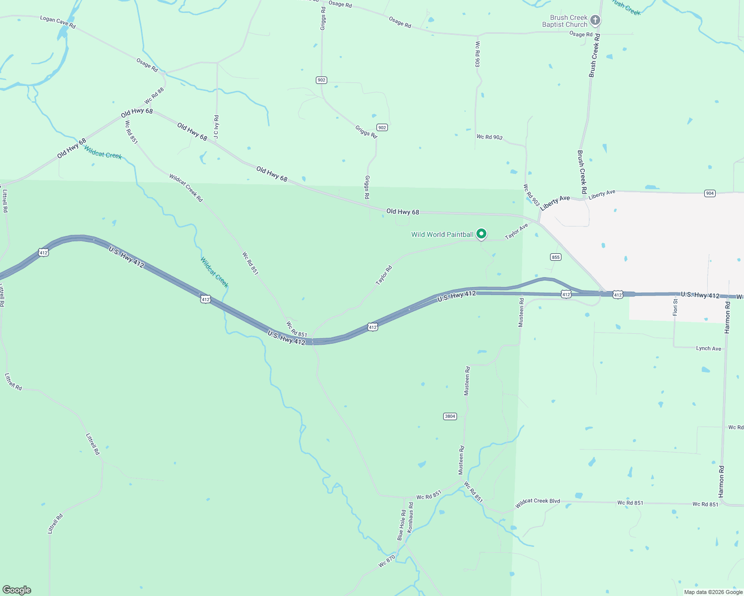 map of restaurants, bars, coffee shops, grocery stores, and more near 14290 Wc Road 852 in Springdale
