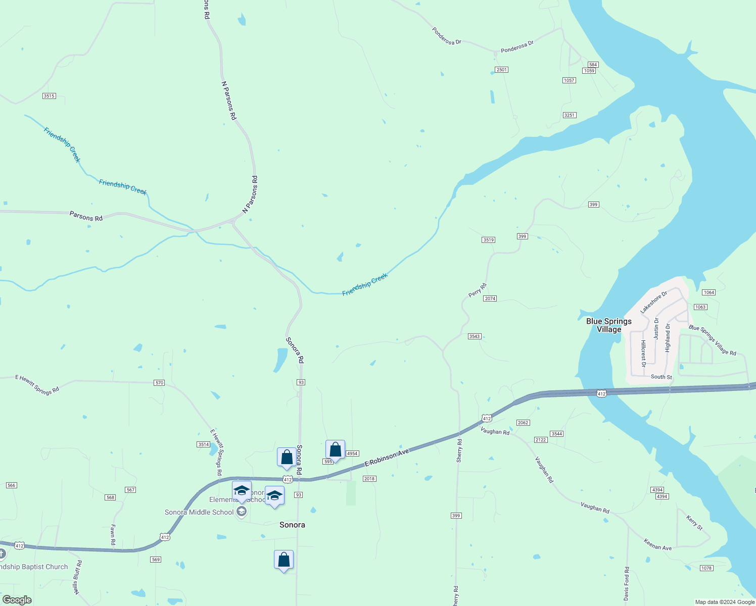map of restaurants, bars, coffee shops, grocery stores, and more near Unnamed Road in Springdale