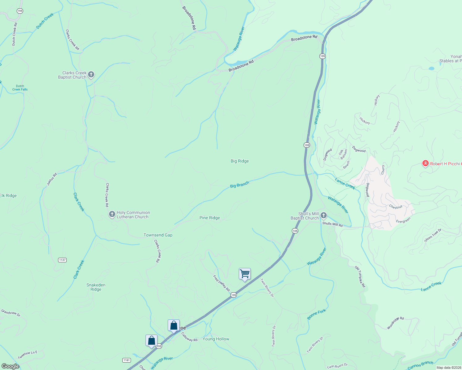 map of restaurants, bars, coffee shops, grocery stores, and more near 261 Pleasant Valley Road in Banner Elk