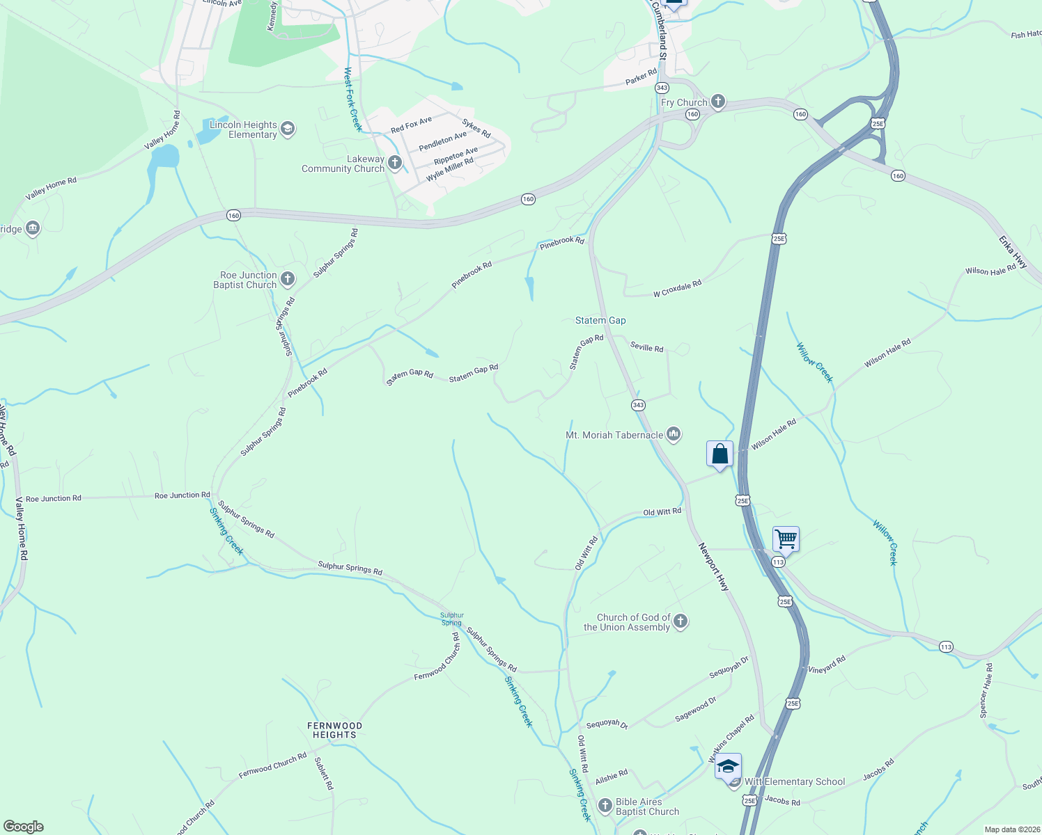 map of restaurants, bars, coffee shops, grocery stores, and more near 403 Statem Gap Road in Morristown