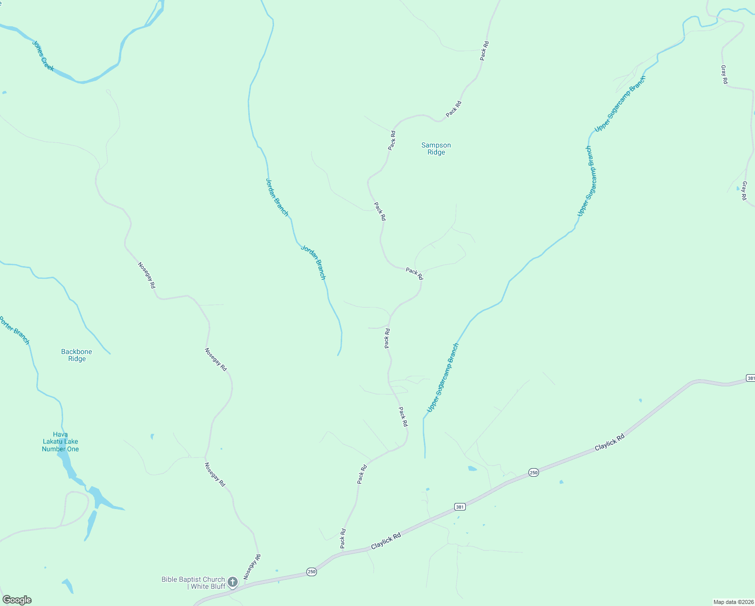 map of restaurants, bars, coffee shops, grocery stores, and more near 1061 Pack Road in White Bluff