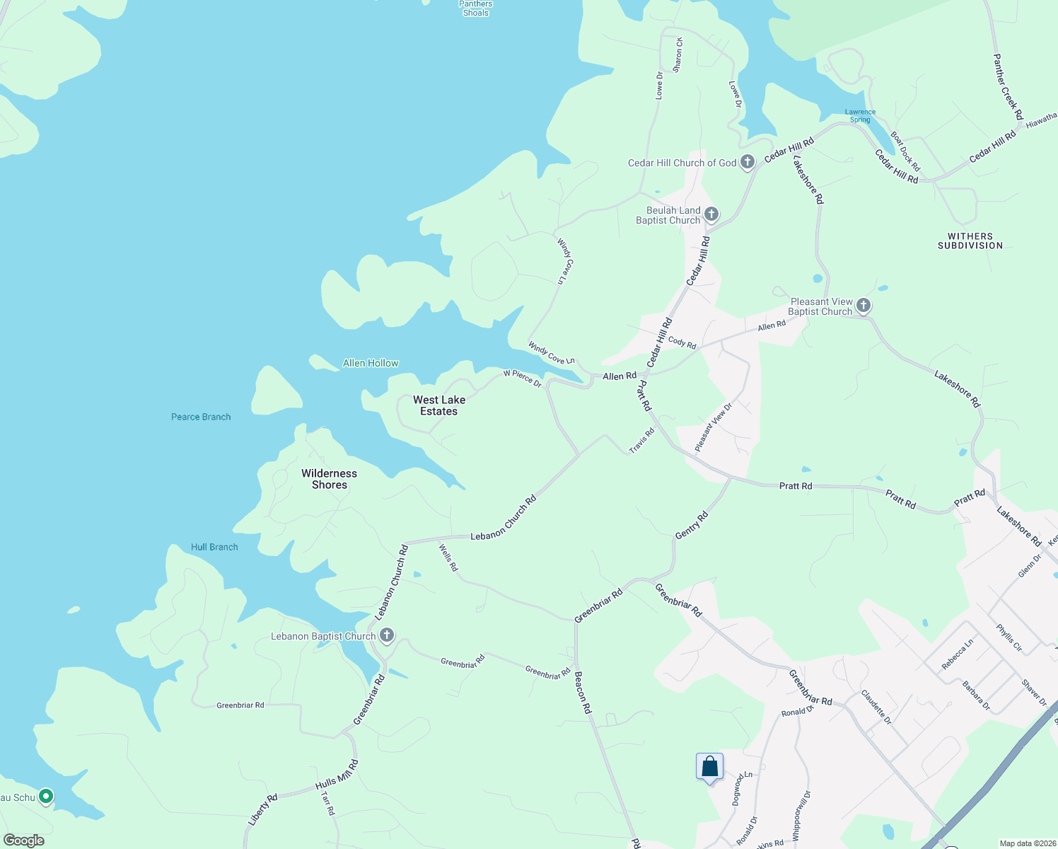 map of restaurants, bars, coffee shops, grocery stores, and more near 7580 Lebanon Church Road in Talbott