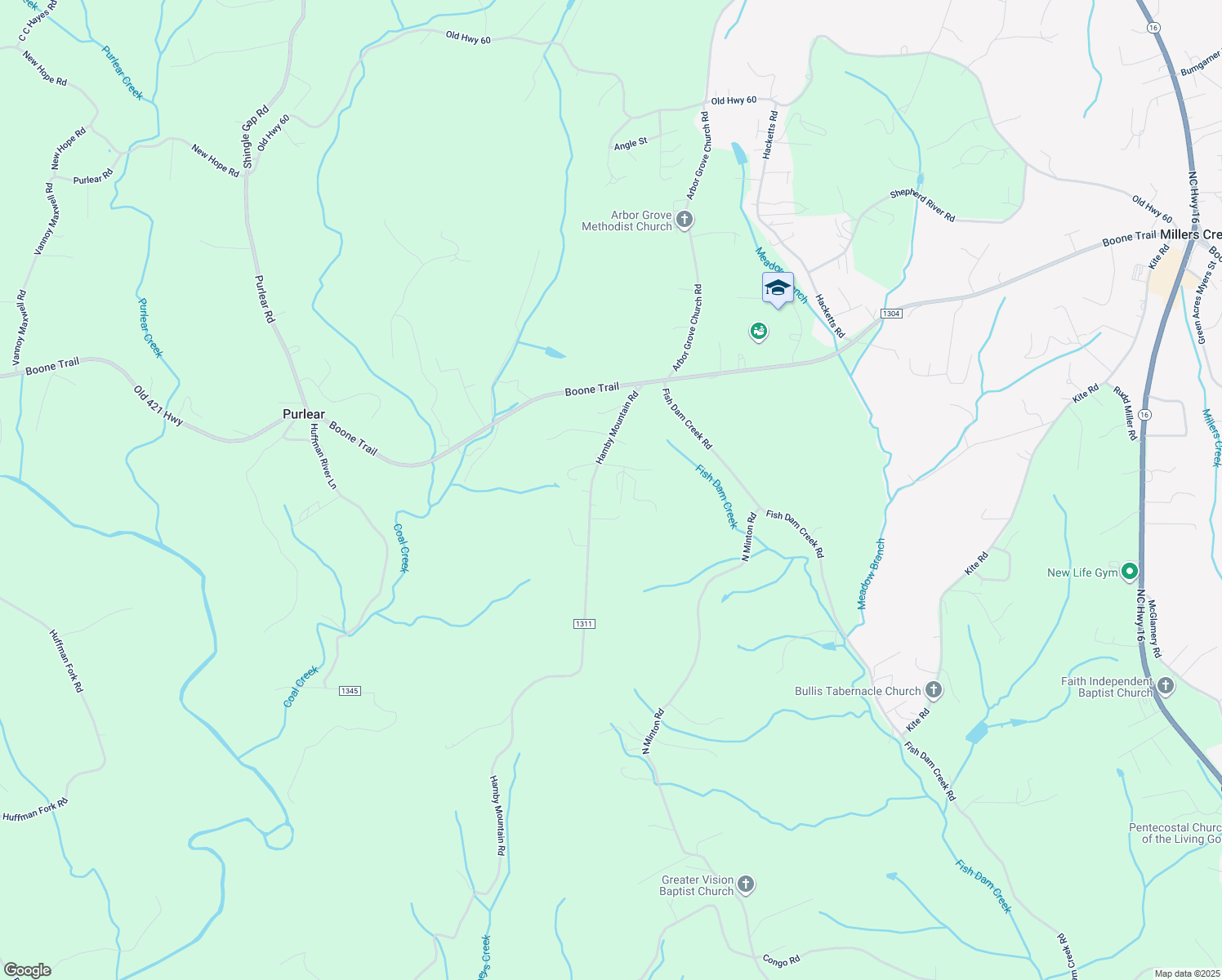 map of restaurants, bars, coffee shops, grocery stores, and more near 170 Hamby Mountain Place in Millers Creek