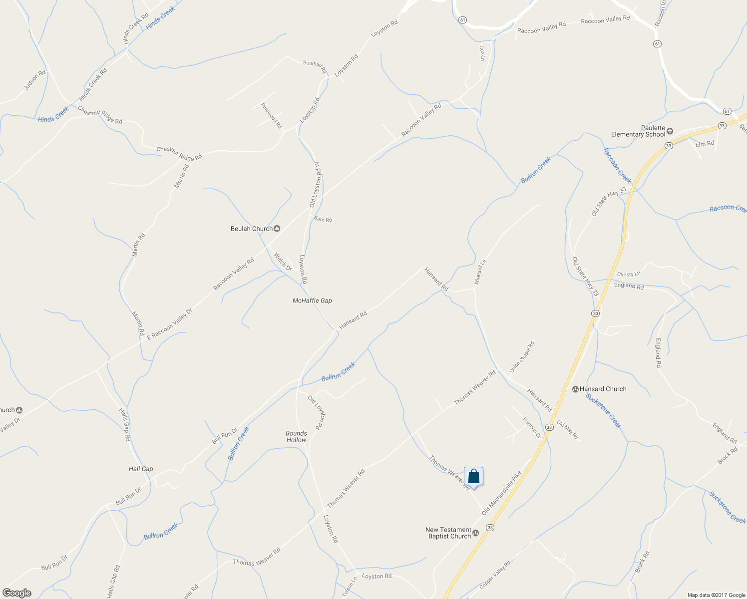 map of restaurants, bars, coffee shops, grocery stores, and more near 422 Hansard Road in Maynardville