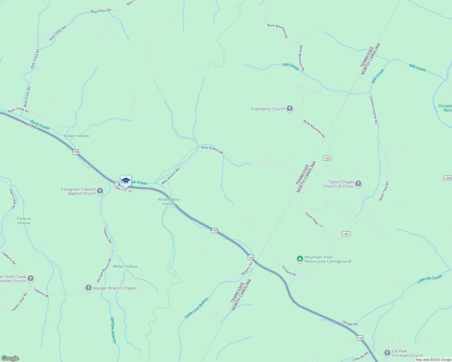 map of restaurants, bars, coffee shops, grocery stores, and more near 302 Bear Branch Road in Roan Mountain