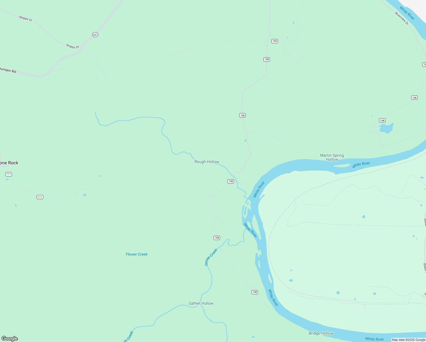 map of restaurants, bars, coffee shops, grocery stores, and more near 2266 County Road 108 in Norfork