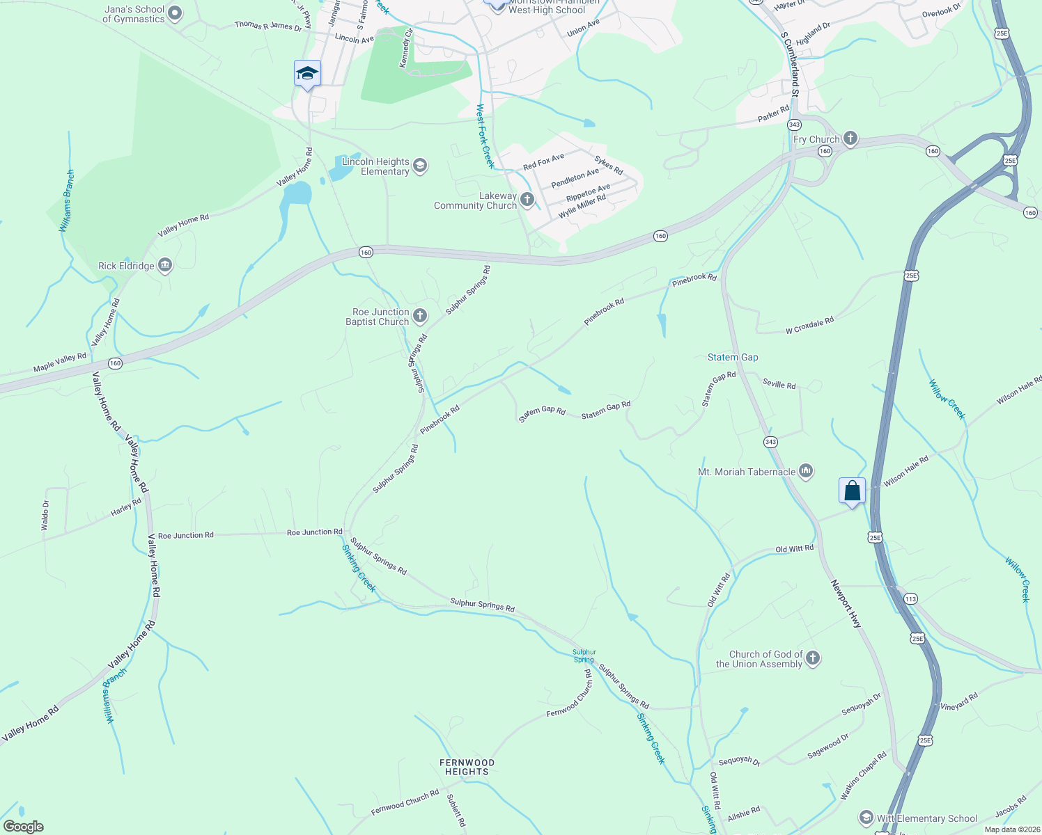 map of restaurants, bars, coffee shops, grocery stores, and more near 1160 Statem Gap Road in Morristown