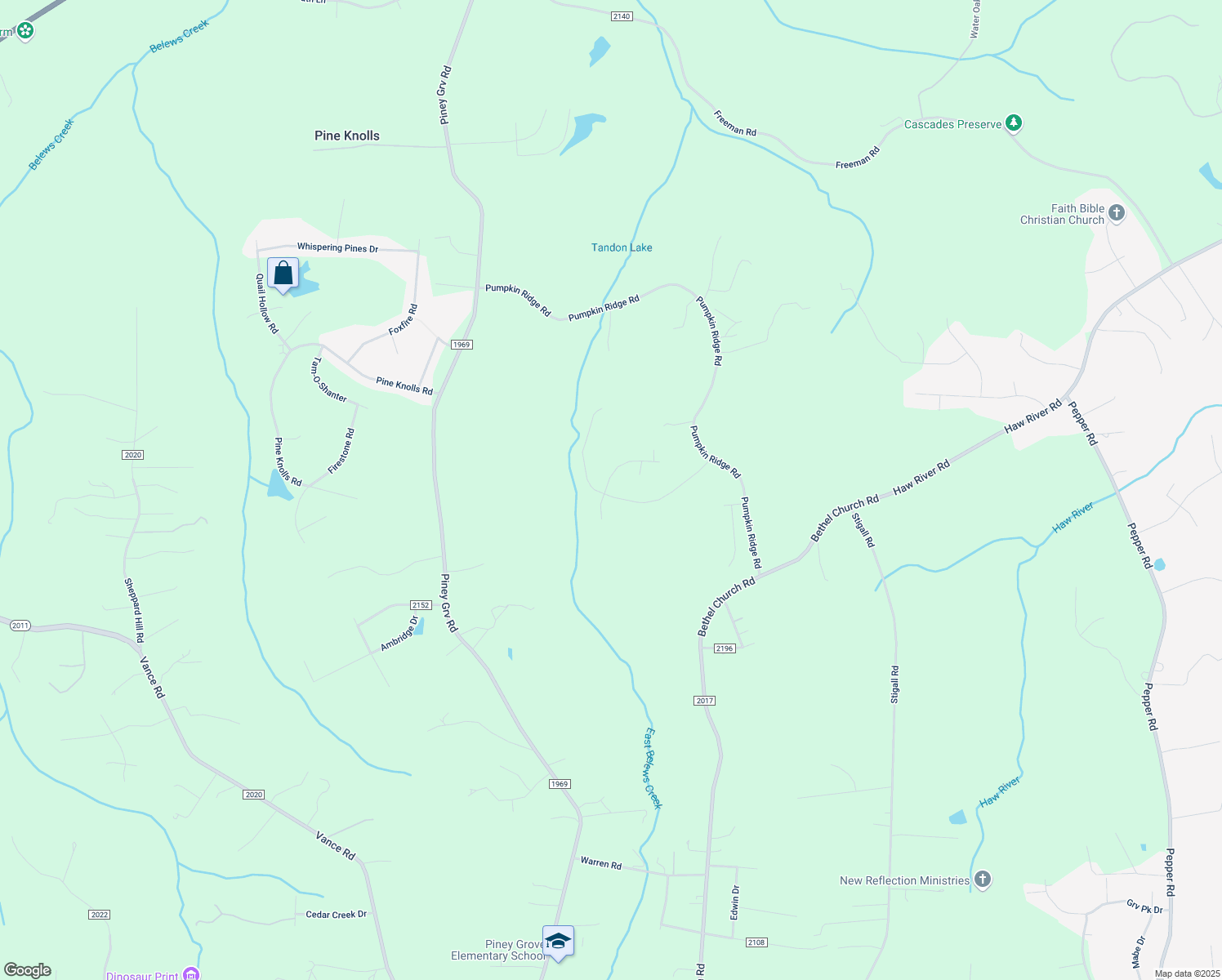 map of restaurants, bars, coffee shops, grocery stores, and more near 9404 Horse Creek Run in Kernersville