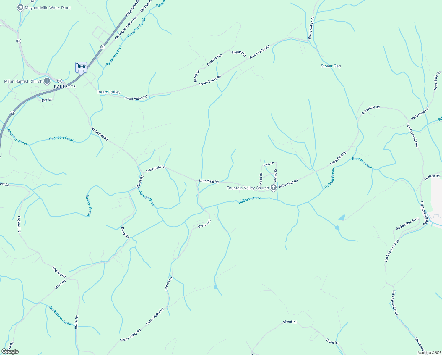 map of restaurants, bars, coffee shops, grocery stores, and more near 926 Satterfield Road in Maynardville