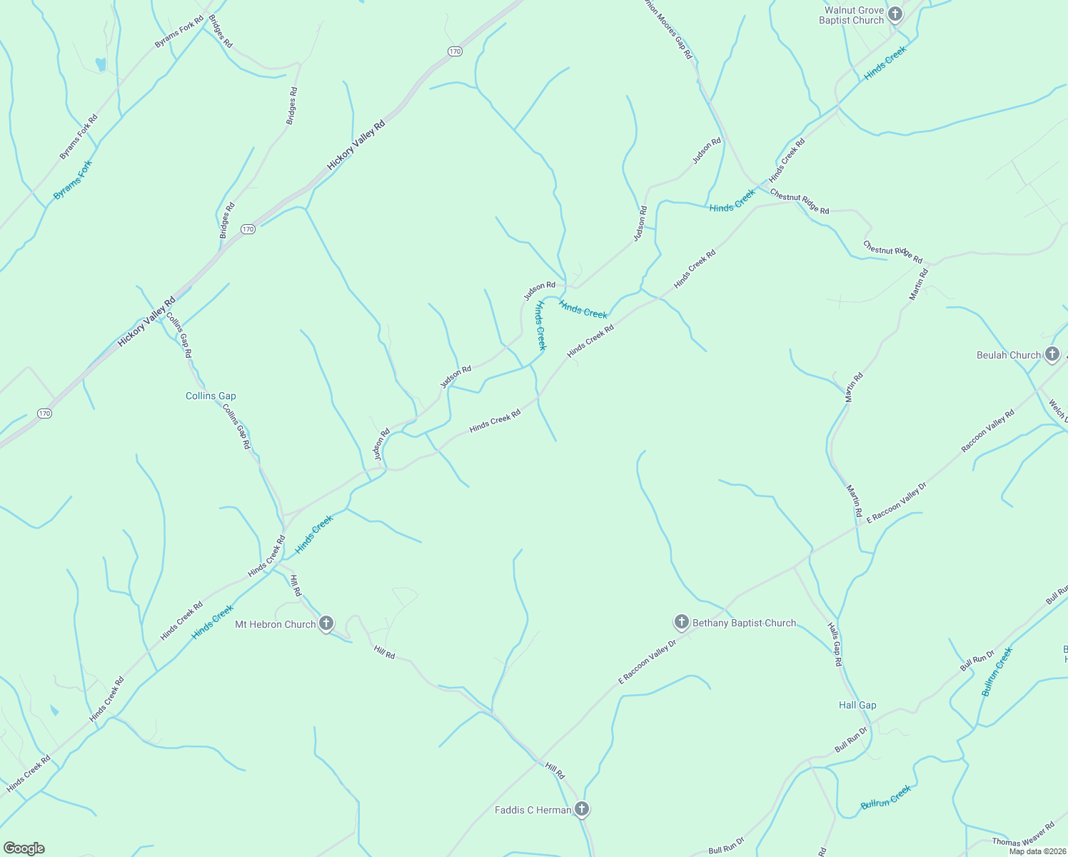 map of restaurants, bars, coffee shops, grocery stores, and more near 2163 Hinds Creek Road in Heiskell