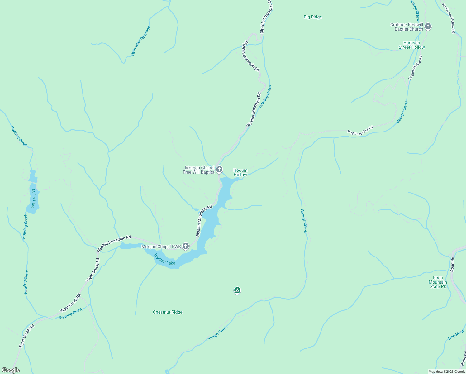 map of restaurants, bars, coffee shops, grocery stores, and more near 196 Ripshin Lake Road in Roan Mountain