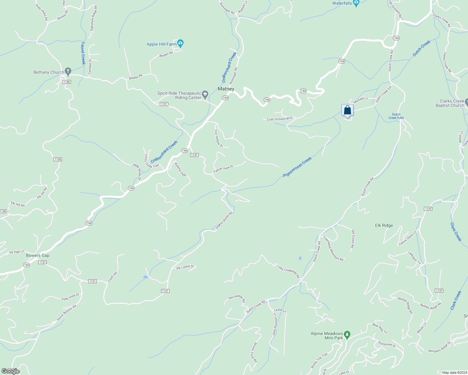 map of restaurants, bars, coffee shops, grocery stores, and more near 168 Charlie Ward Road in Banner Elk