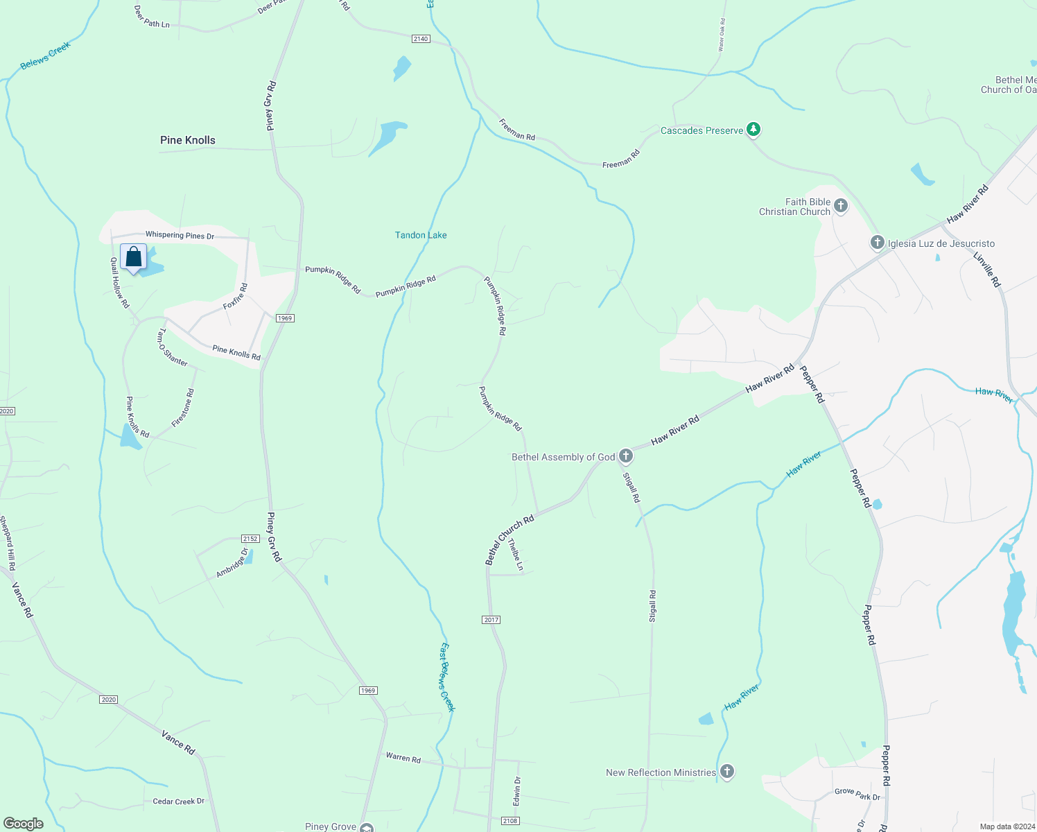 map of restaurants, bars, coffee shops, grocery stores, and more near 9417 Pumpkin Ridge Road in Kernersville
