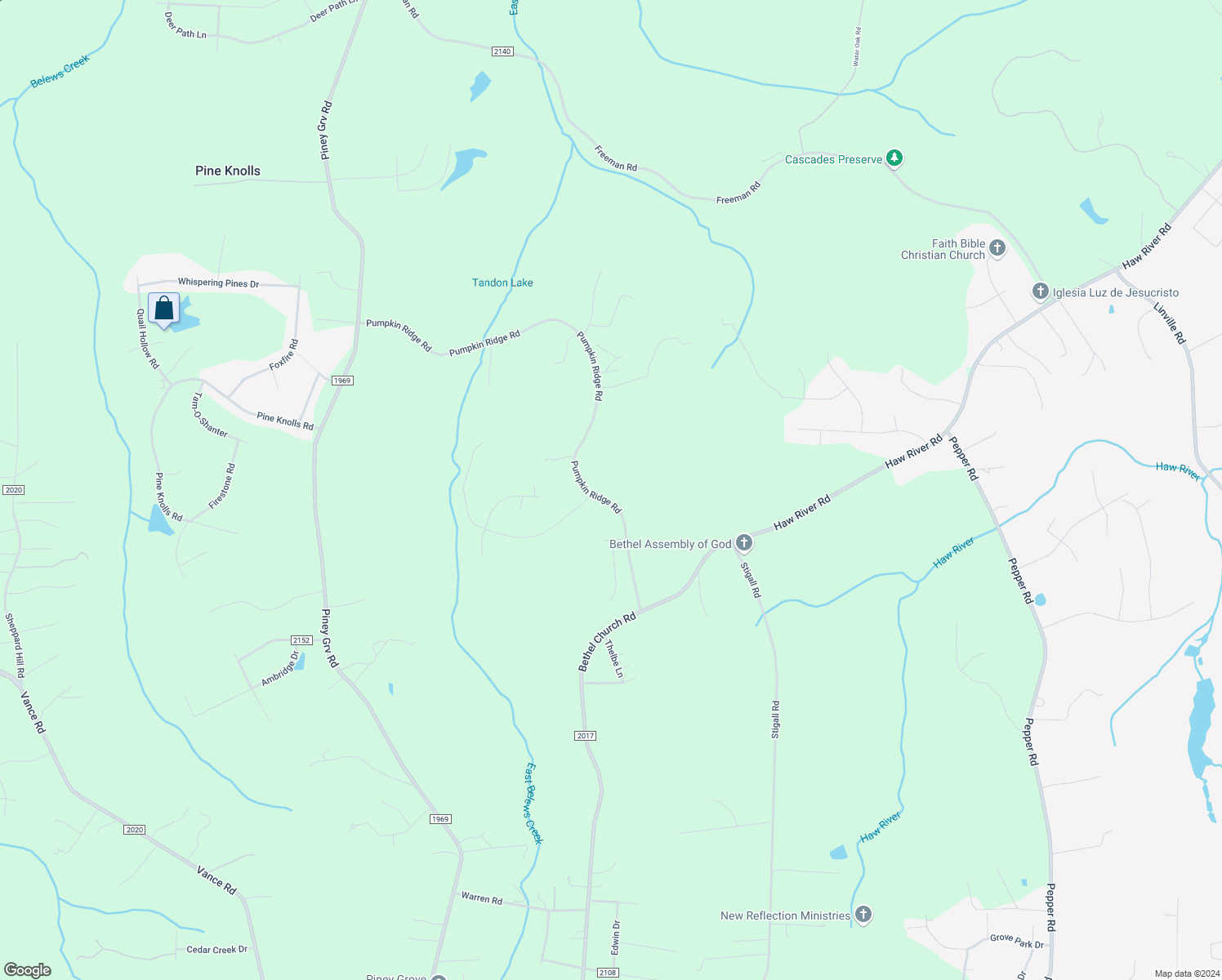 map of restaurants, bars, coffee shops, grocery stores, and more near 9417 Pumpkin Ridge Road in Kernersville
