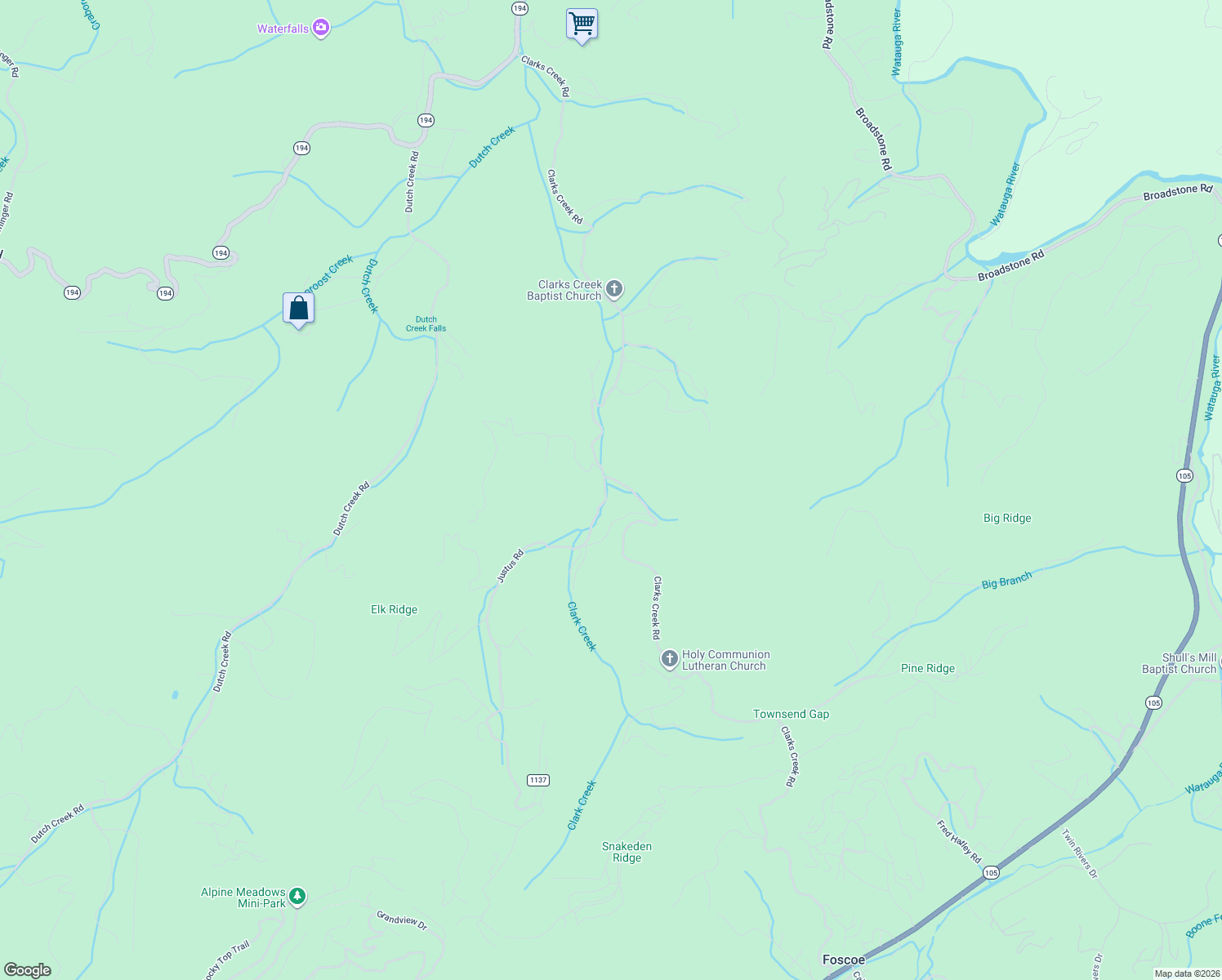 map of restaurants, bars, coffee shops, grocery stores, and more near 157 Justus Road in Banner Elk