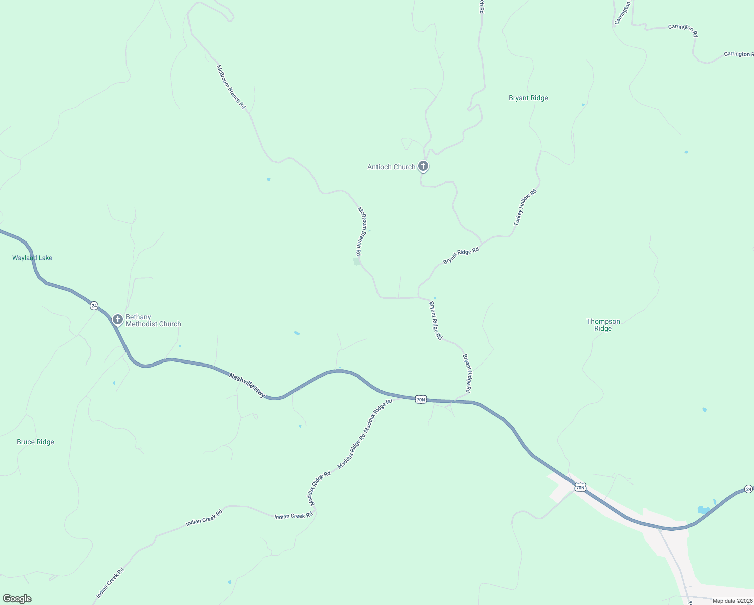 map of restaurants, bars, coffee shops, grocery stores, and more near 996 McBroom Branch Road in Baxter