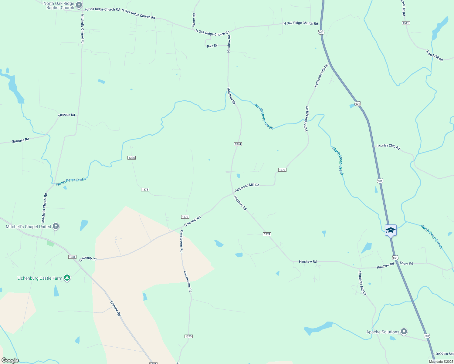 map of restaurants, bars, coffee shops, grocery stores, and more near 2321 Hinshaw Road in Yadkinville
