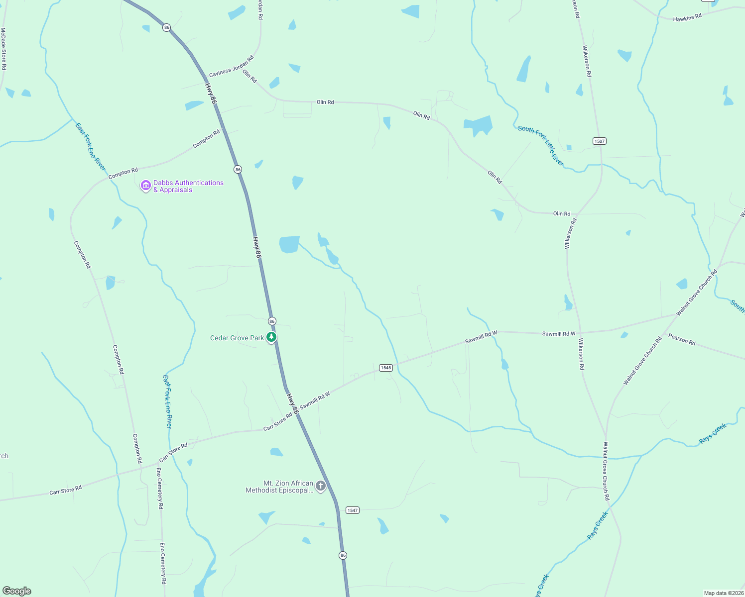 map of restaurants, bars, coffee shops, grocery stores, and more near 5923 Quiet Acres Drive in Cedar Grove