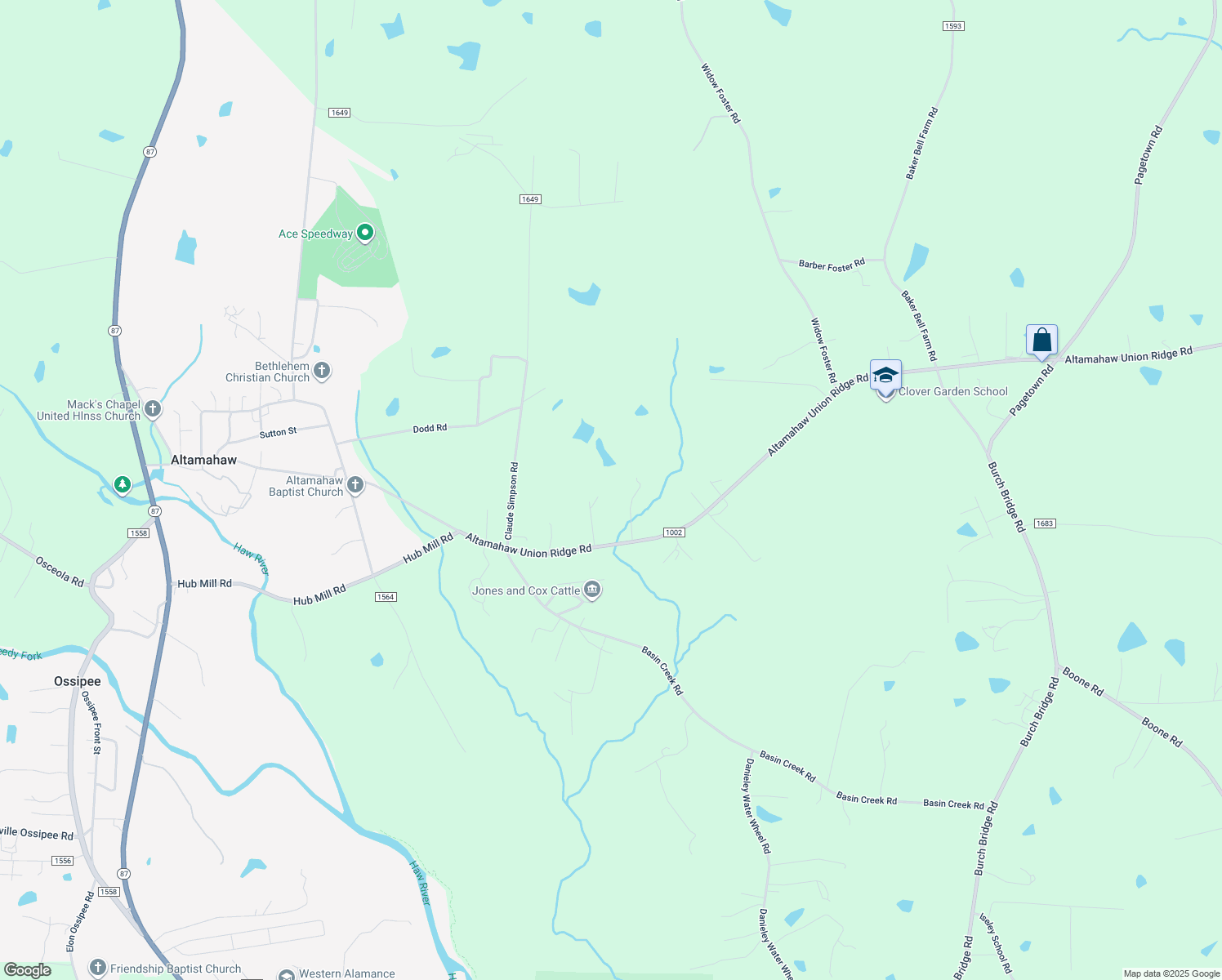 map of restaurants, bars, coffee shops, grocery stores, and more near 2652 Sudie Drive in Burlington
