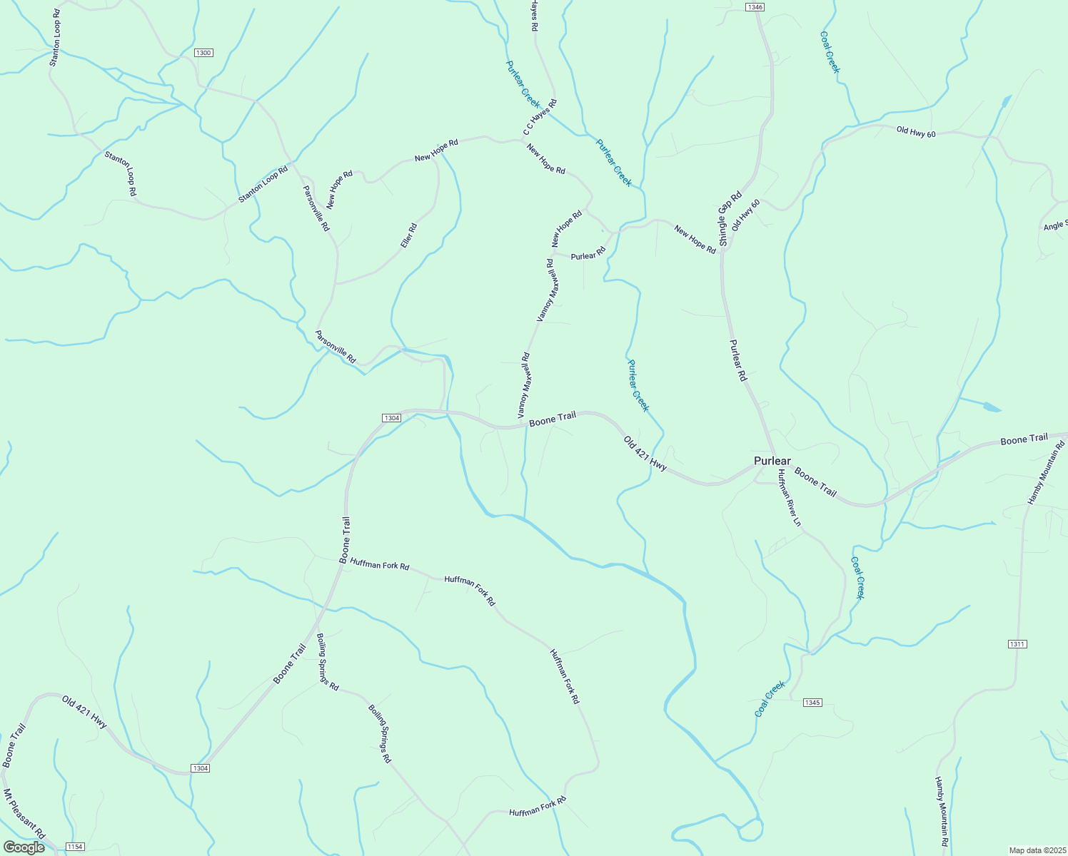 map of restaurants, bars, coffee shops, grocery stores, and more near 190 King's Drive in Purlear