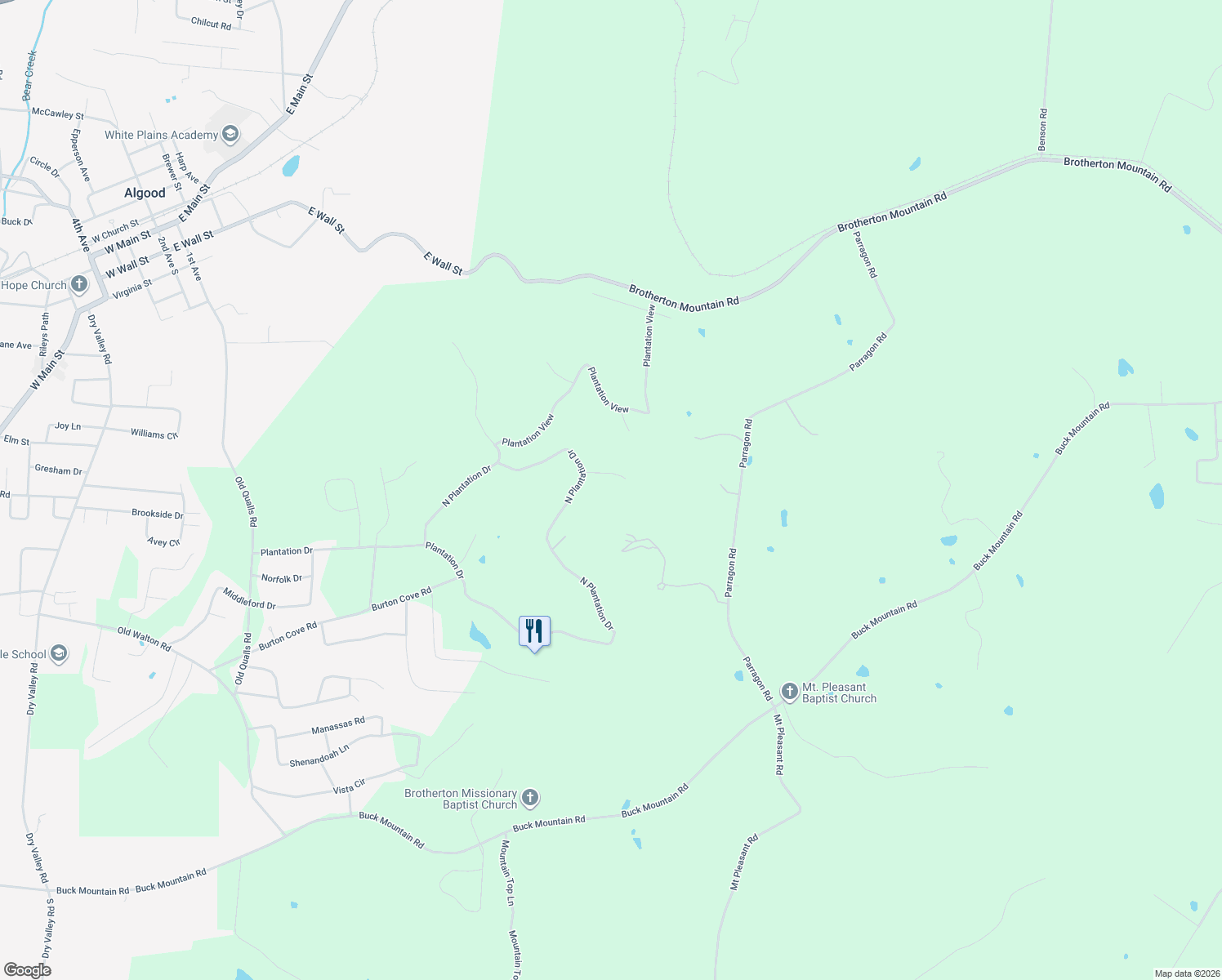 map of restaurants, bars, coffee shops, grocery stores, and more near 410 Auguste Circle in Cookeville