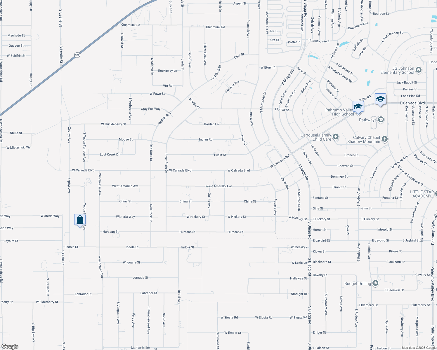map of restaurants, bars, coffee shops, grocery stores, and more near 731 West Calvada Boulevard in Pahrump