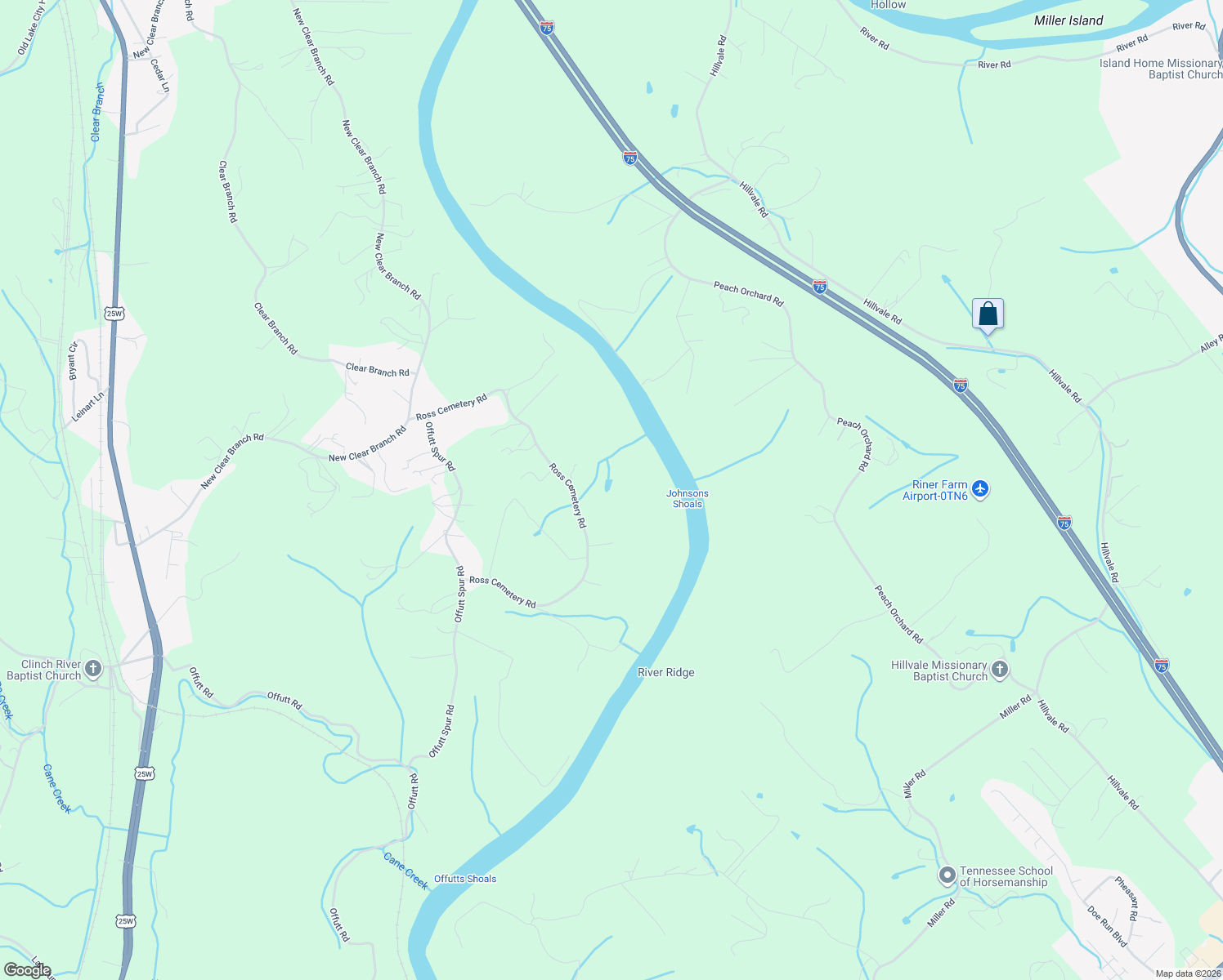 map of restaurants, bars, coffee shops, grocery stores, and more near 311 Ross Cemetery Road in Rocky Top