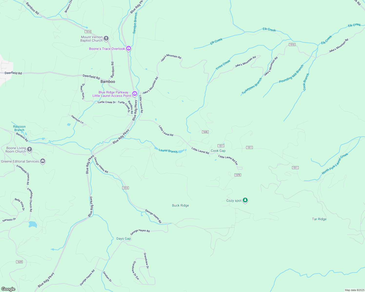 map of restaurants, bars, coffee shops, grocery stores, and more near 153 Alpine Court in Boone