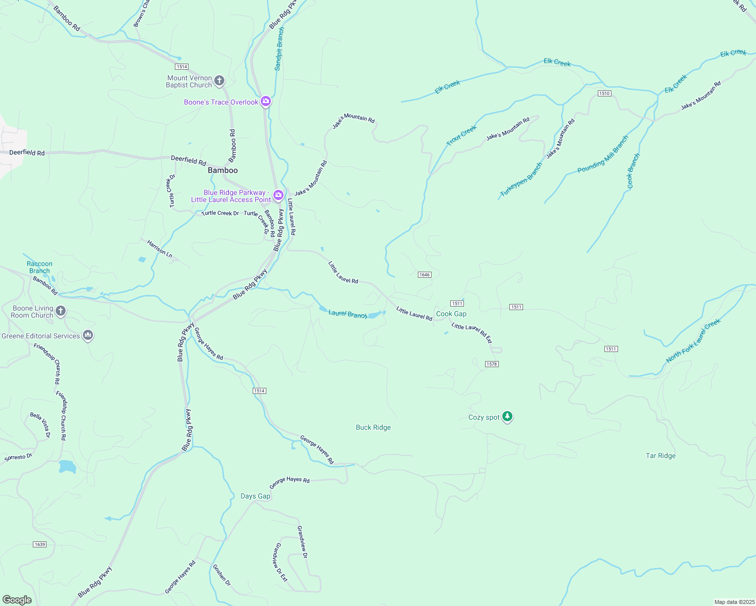 map of restaurants, bars, coffee shops, grocery stores, and more near 153 Alpine Court in Boone