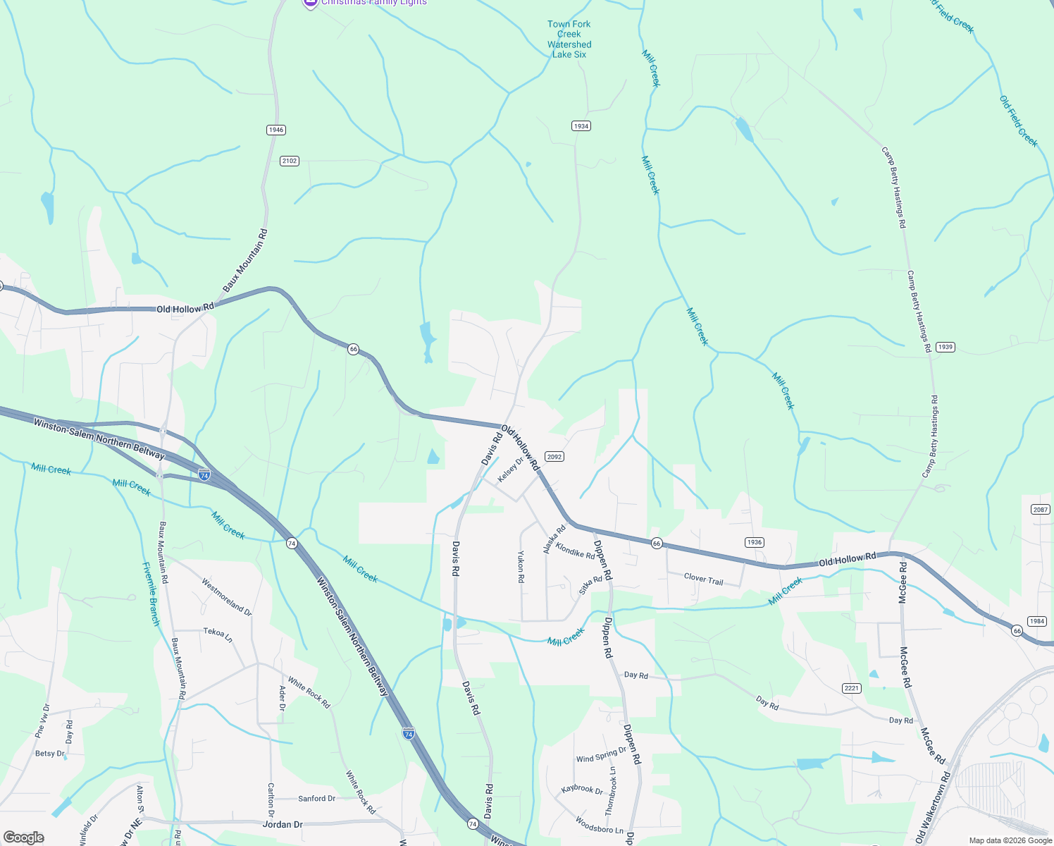 map of restaurants, bars, coffee shops, grocery stores, and more near 1715 Old Hollow Road in Walkertown